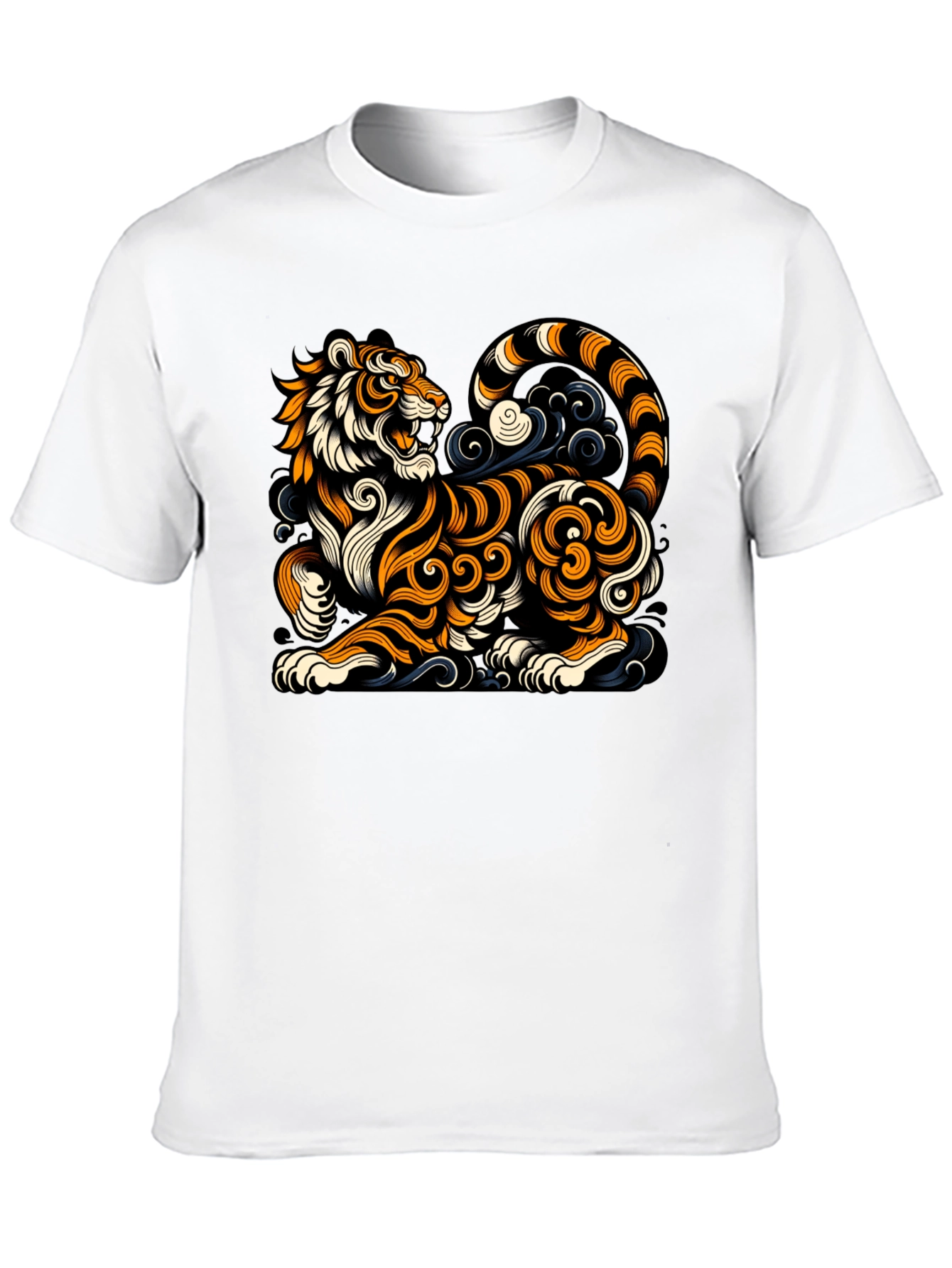 Stylized Tiger Graphic Tee - Black