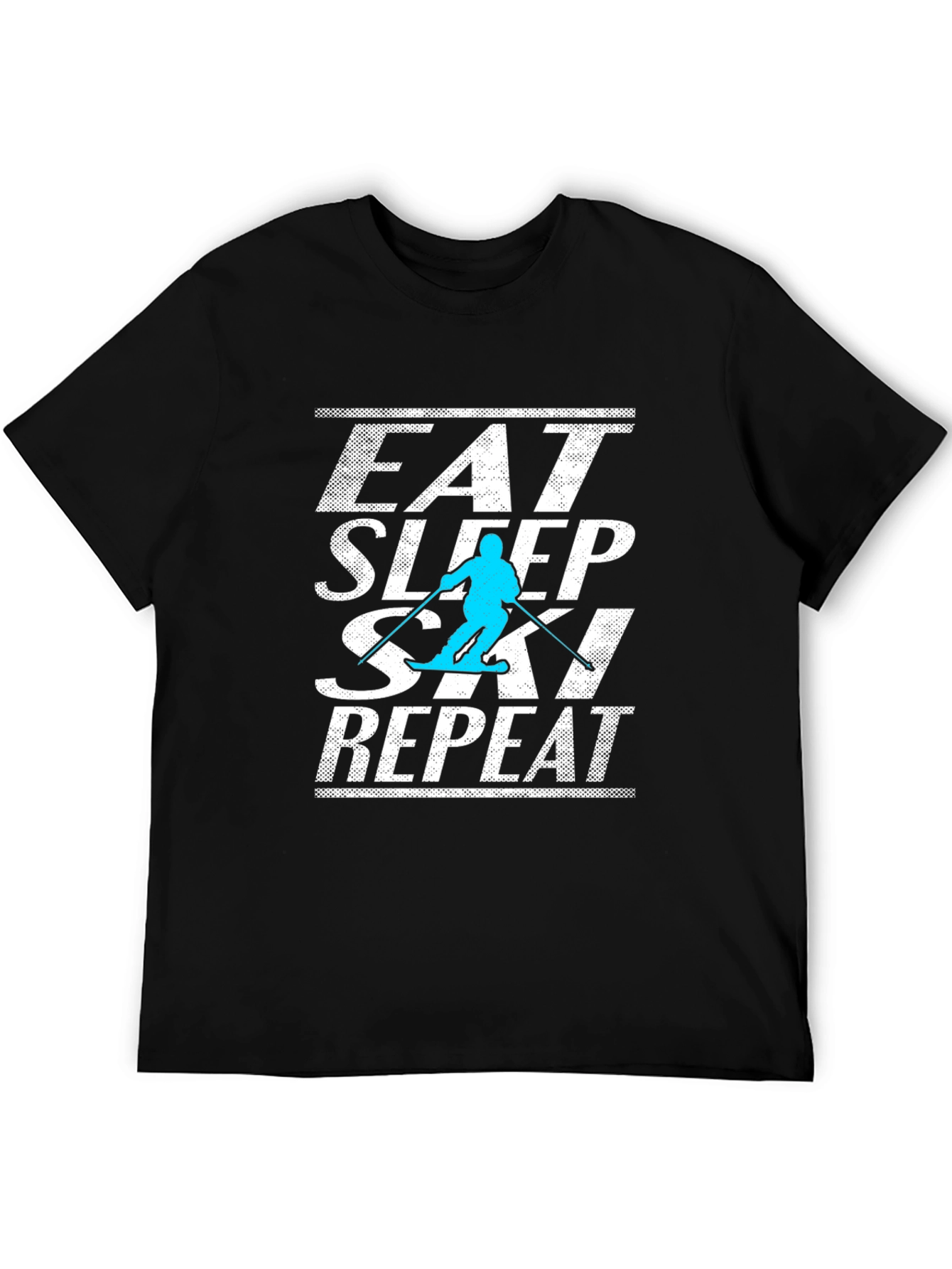 Eat Sleep Ski Repeat Graphic Tee - Black T-Shirt