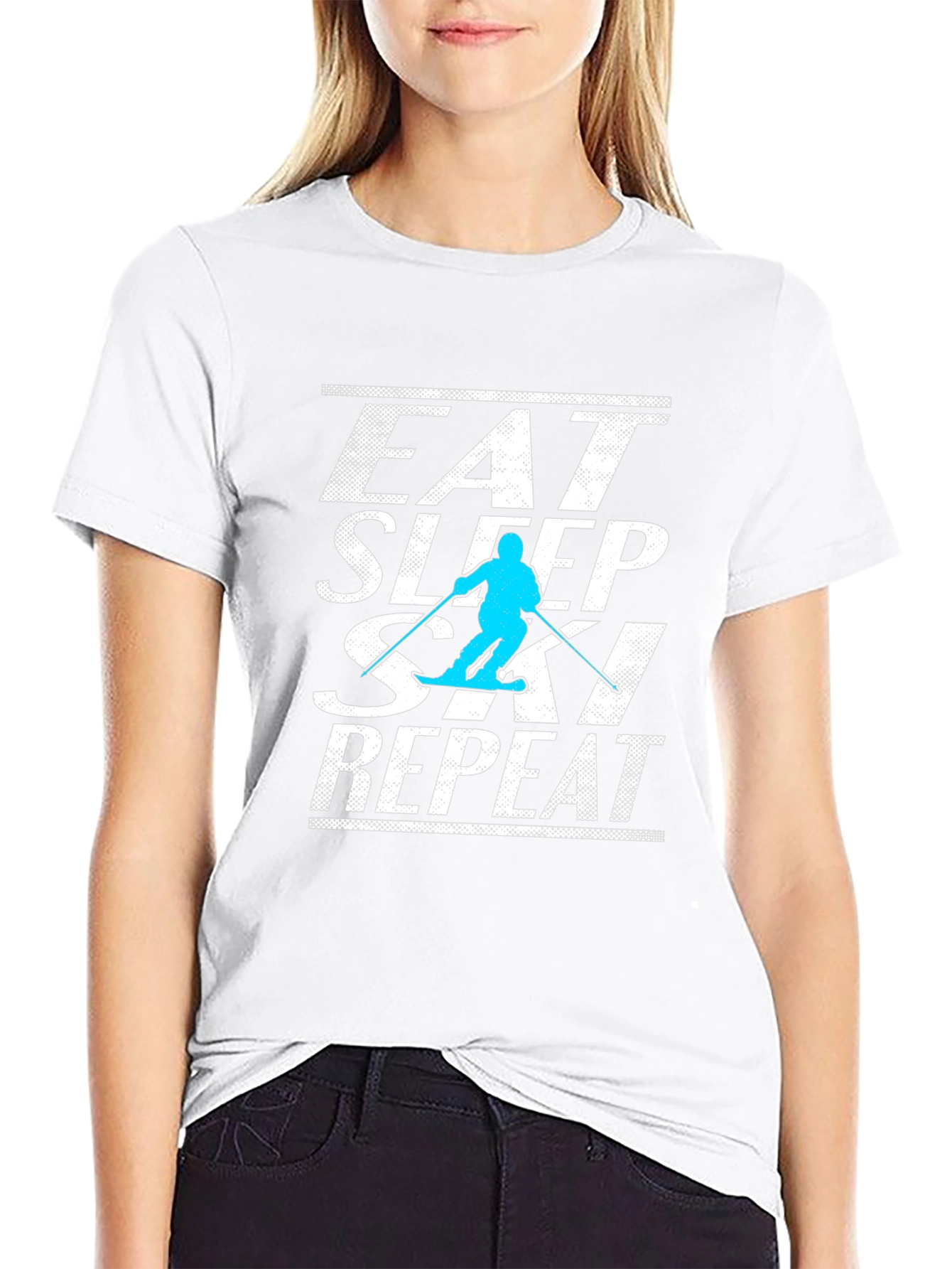 Eat Sleep Ski Repeat Graphic Tee - Black T-Shirt