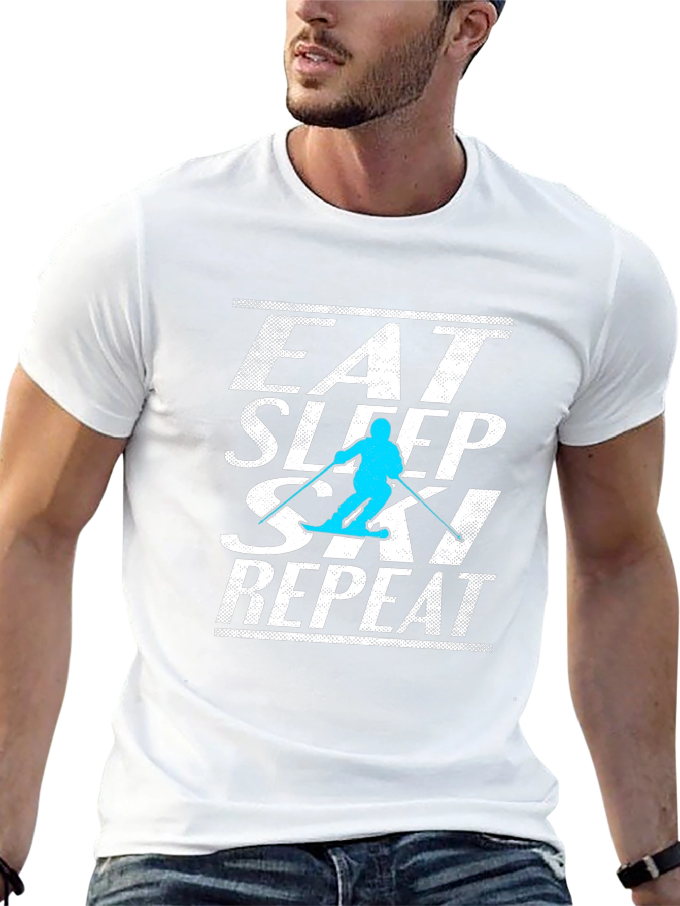 Eat Sleep Ski Repeat Graphic Tee - Black T-Shirt