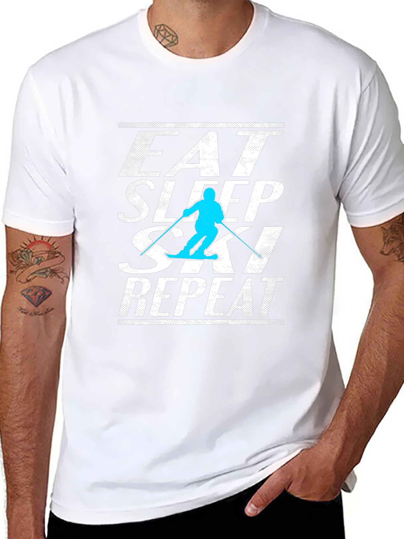 Eat Sleep Ski Repeat Graphic Tee - Black T-Shirt