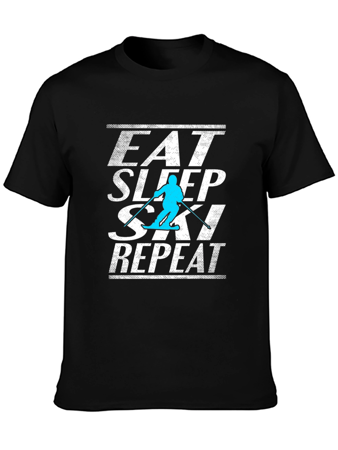 Eat Sleep Ski Repeat Graphic Tee - Black T-Shirt