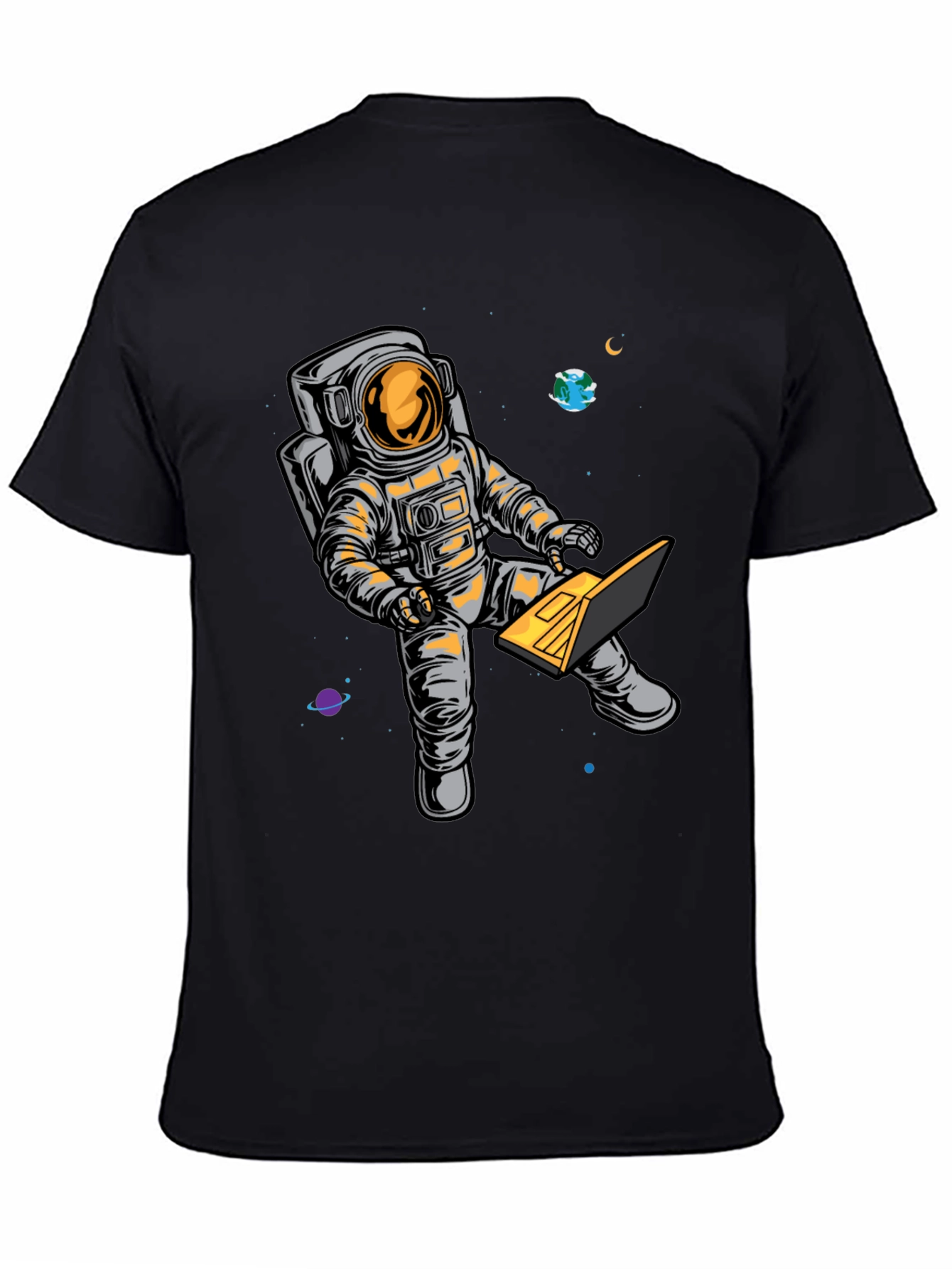 Astronaut Laptop Graphic T-Shirt - Space Lover Tee