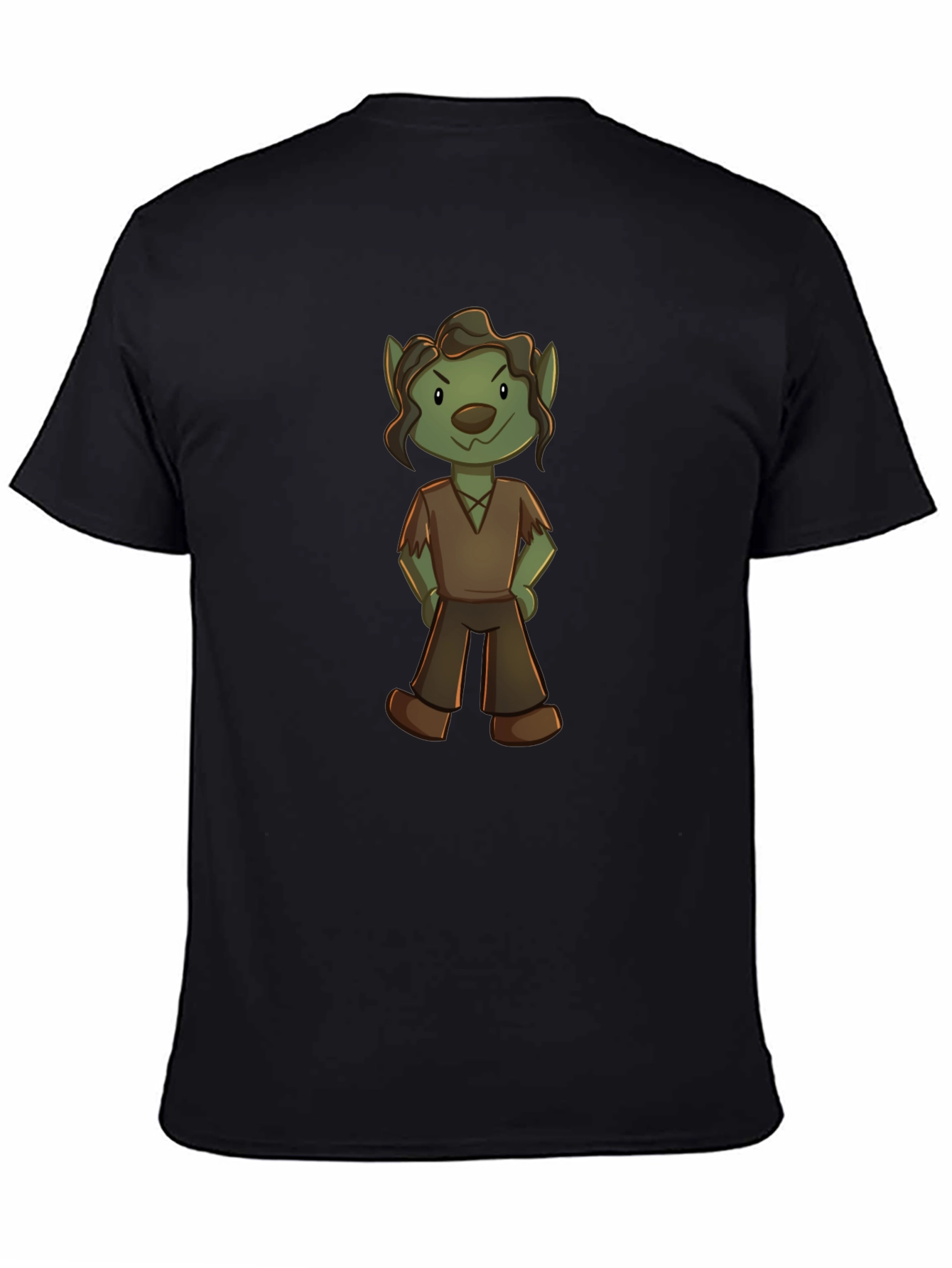Cartoon Goblin Graphic Tee - Unisex Black T-Shirt