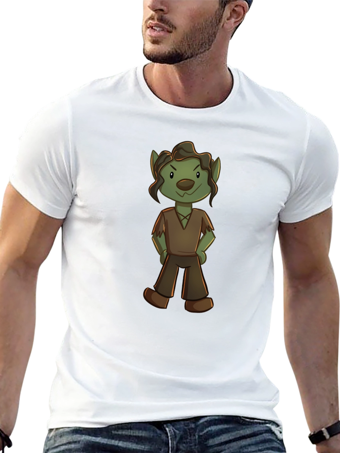 Cartoon Goblin Graphic Tee - Unisex Black T-Shirt