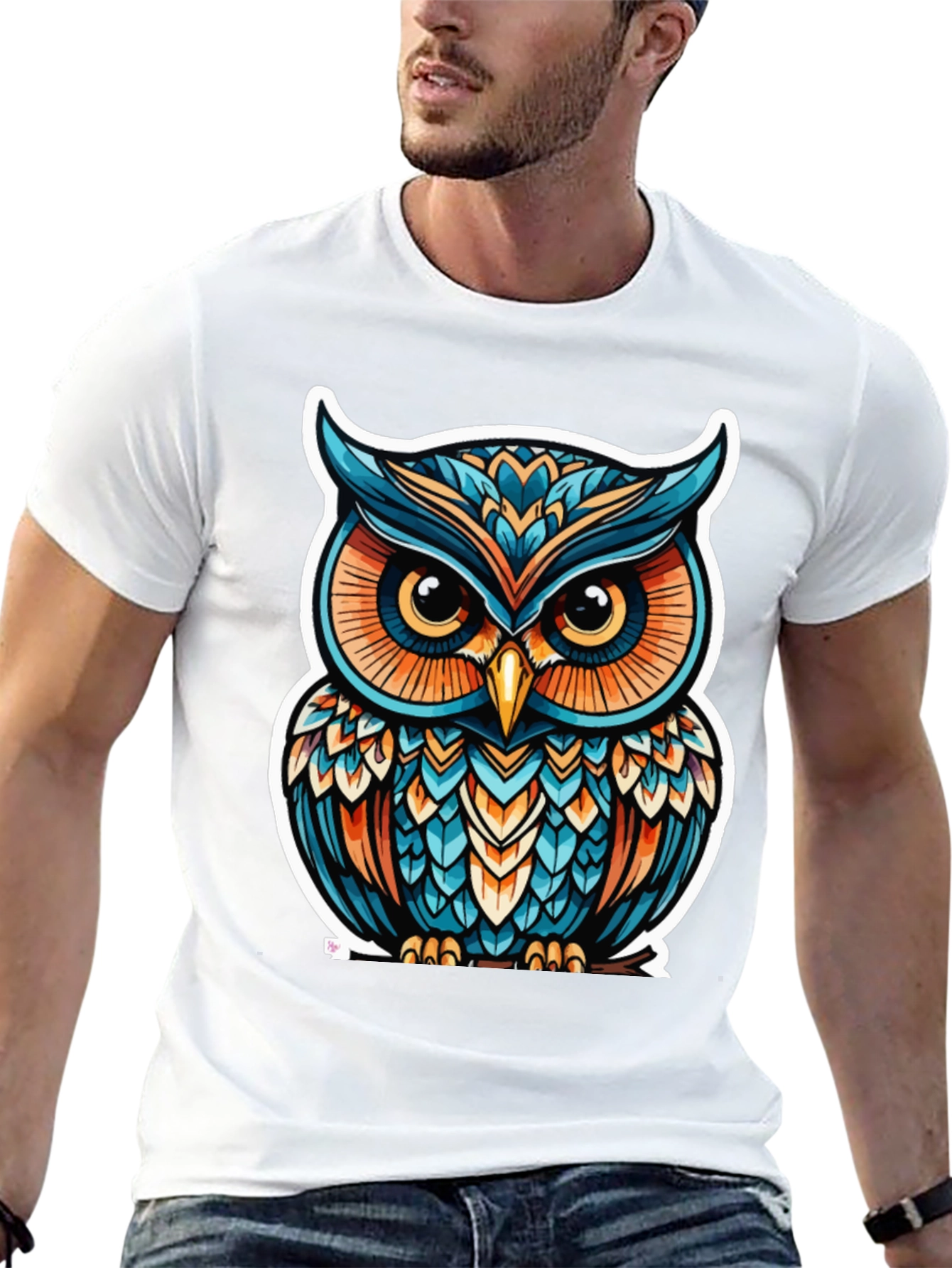 Owl Graphic Print Black T-Shirt