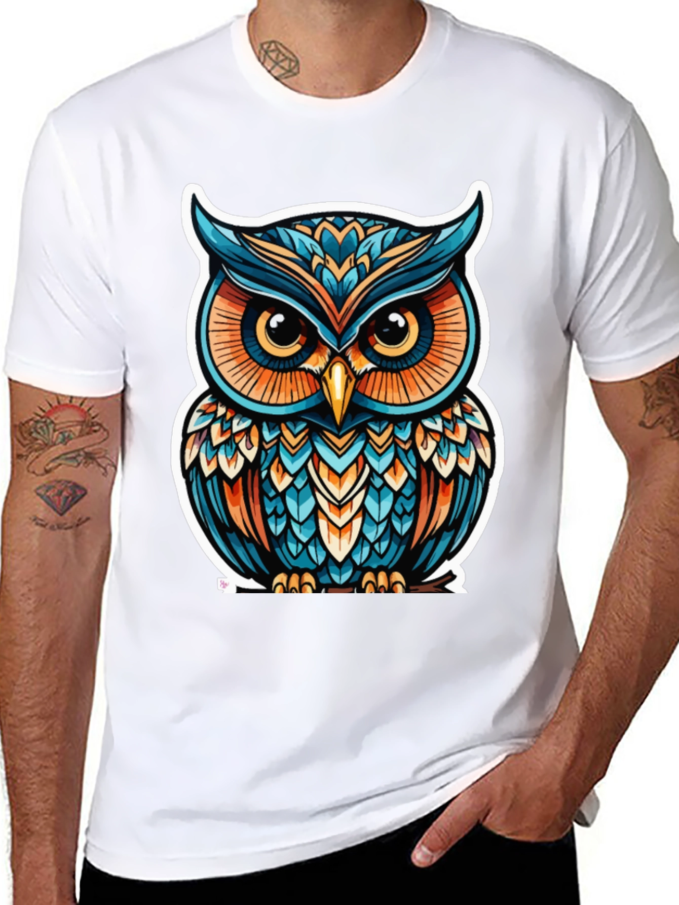 Owl Graphic Print Black T-Shirt