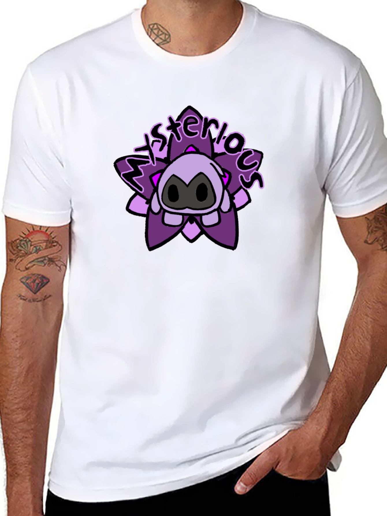 Mysterious Cartoon Character Graphic T-Shirt