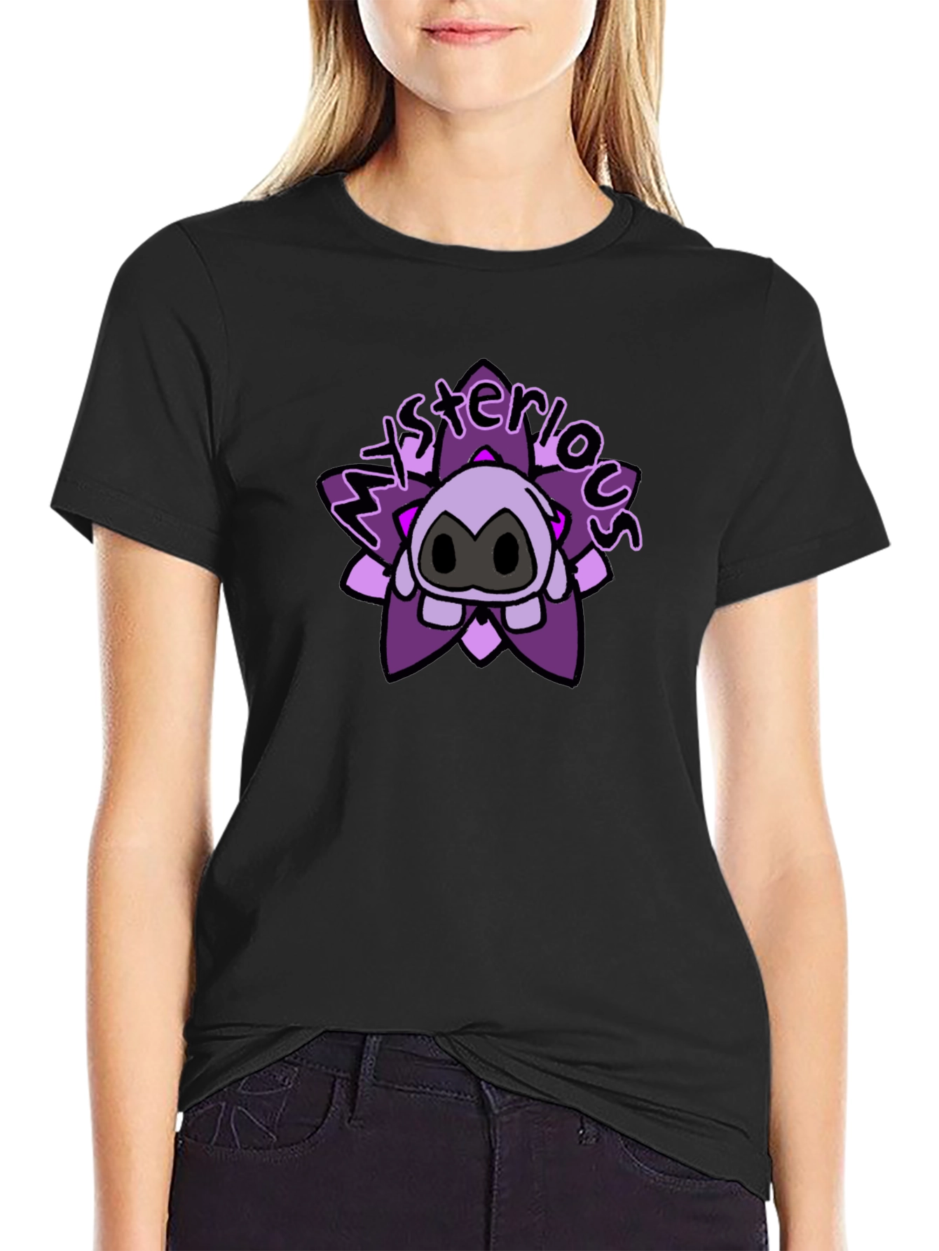 Mysterious Cartoon Character Graphic T-Shirt