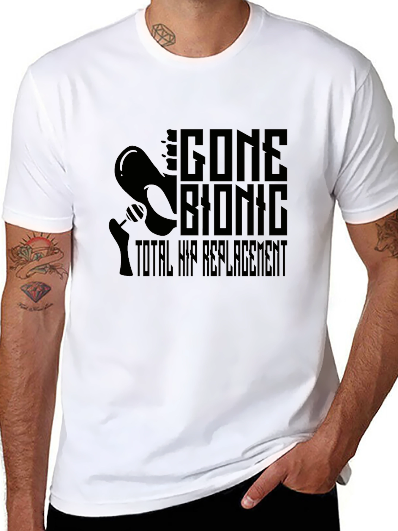 Gone Bionic Total Hip Replacement Black Tee