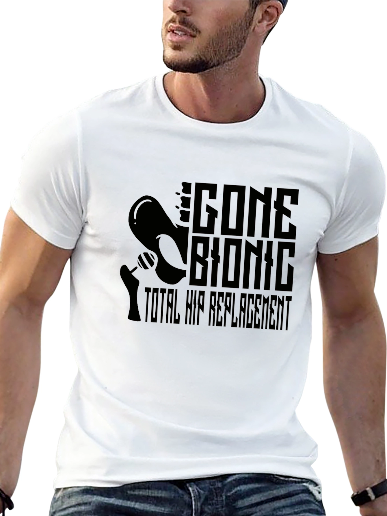 Gone Bionic Total Hip Replacement Black Tee