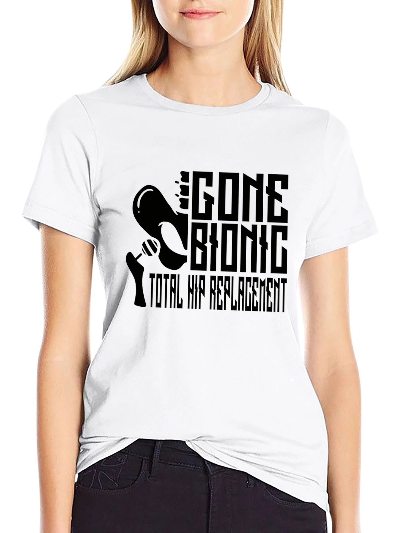 Gone Bionic Total Hip Replacement Black Tee