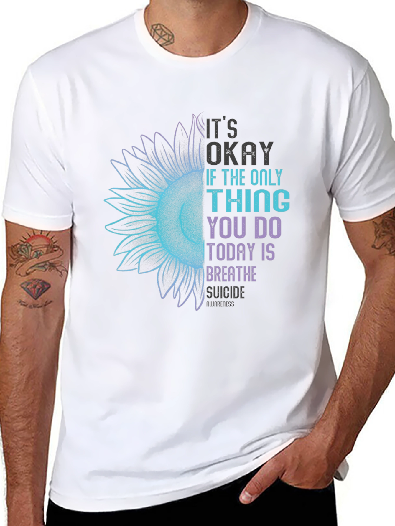 Its Okay Breathe Suicide Awareness Black Tee