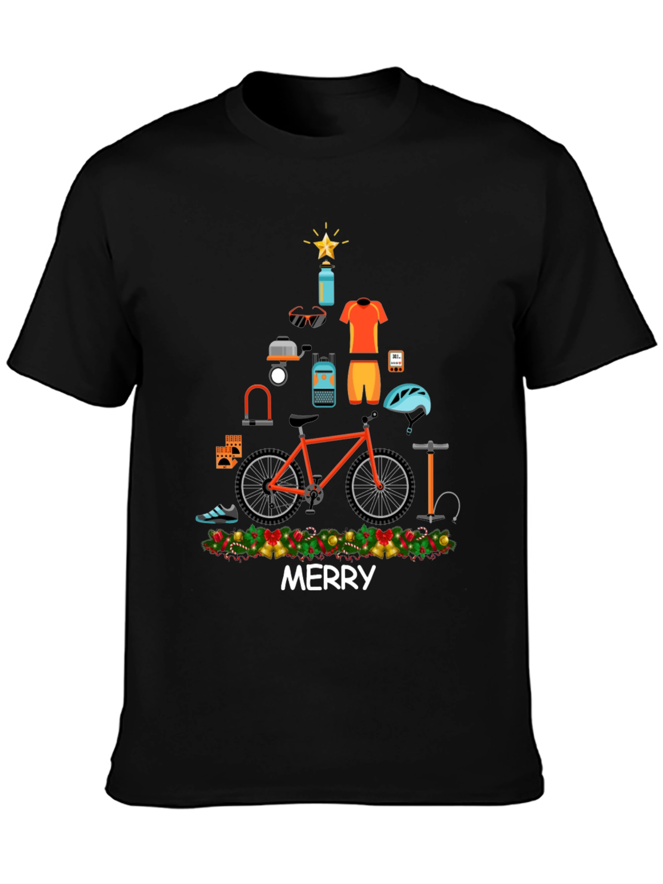 Merry Christmas Bike Tree Graphic Tee
