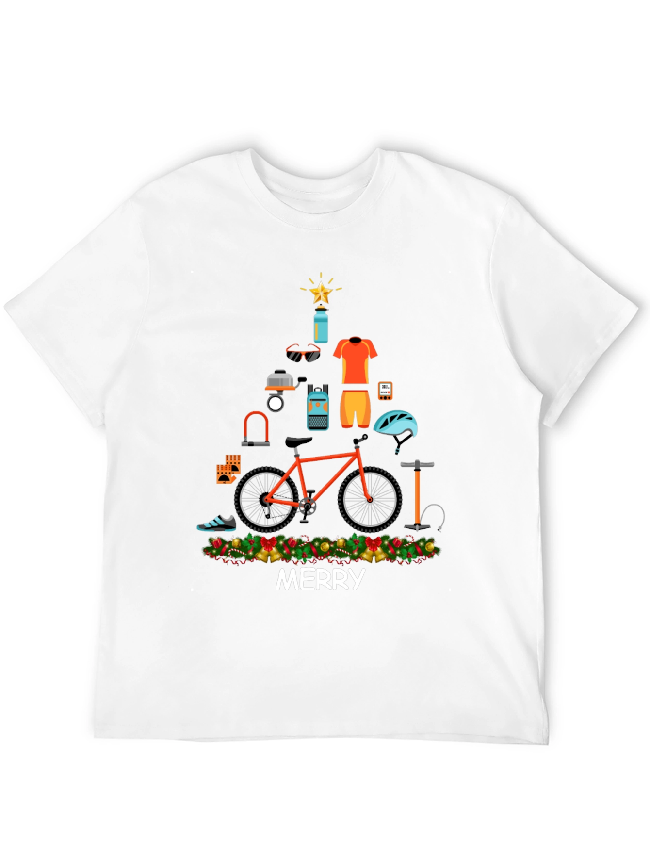 Merry Christmas Bike Tree Graphic Tee