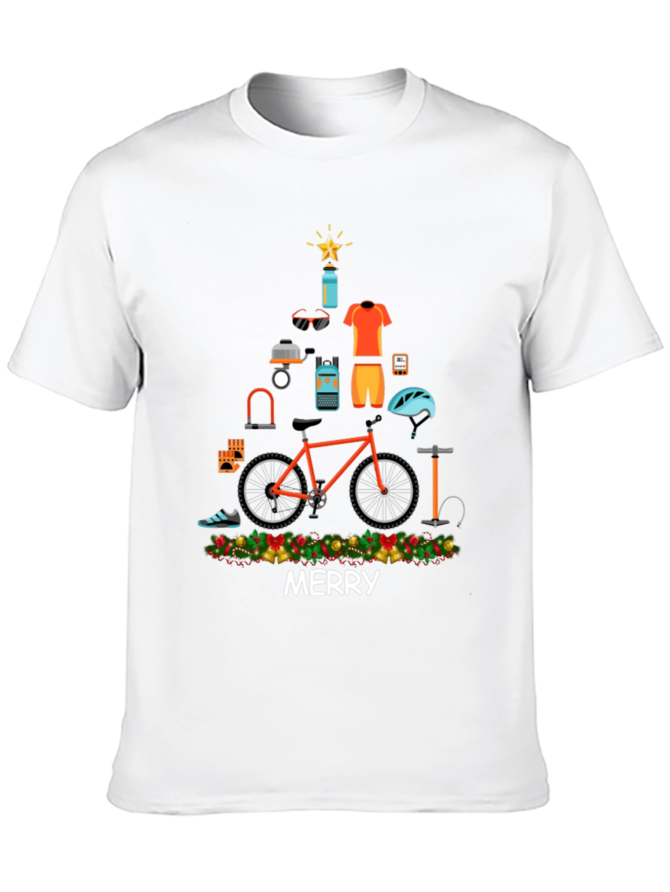 Merry Christmas Bike Tree Graphic Tee