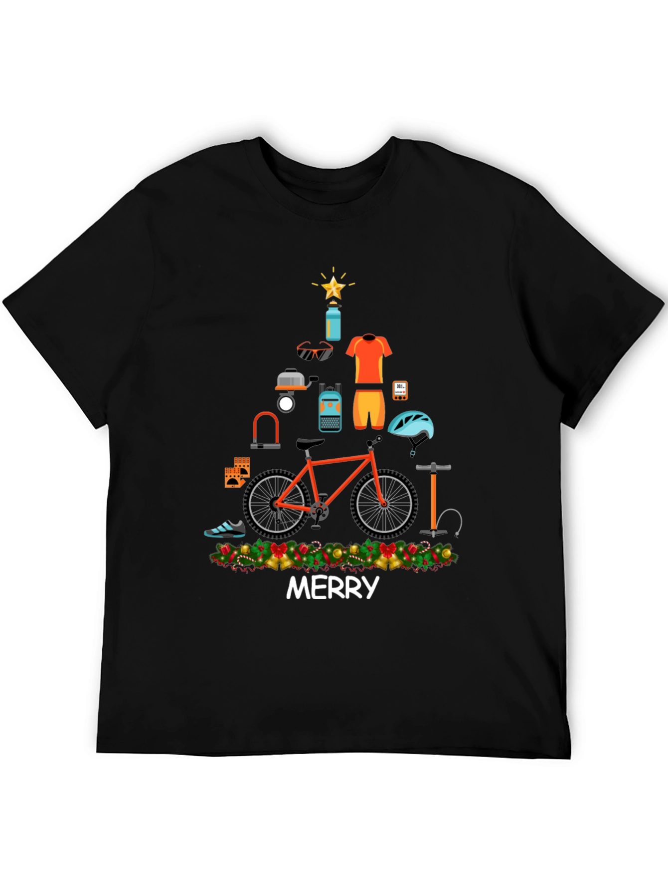 Merry Christmas Bike Tree Graphic Tee
