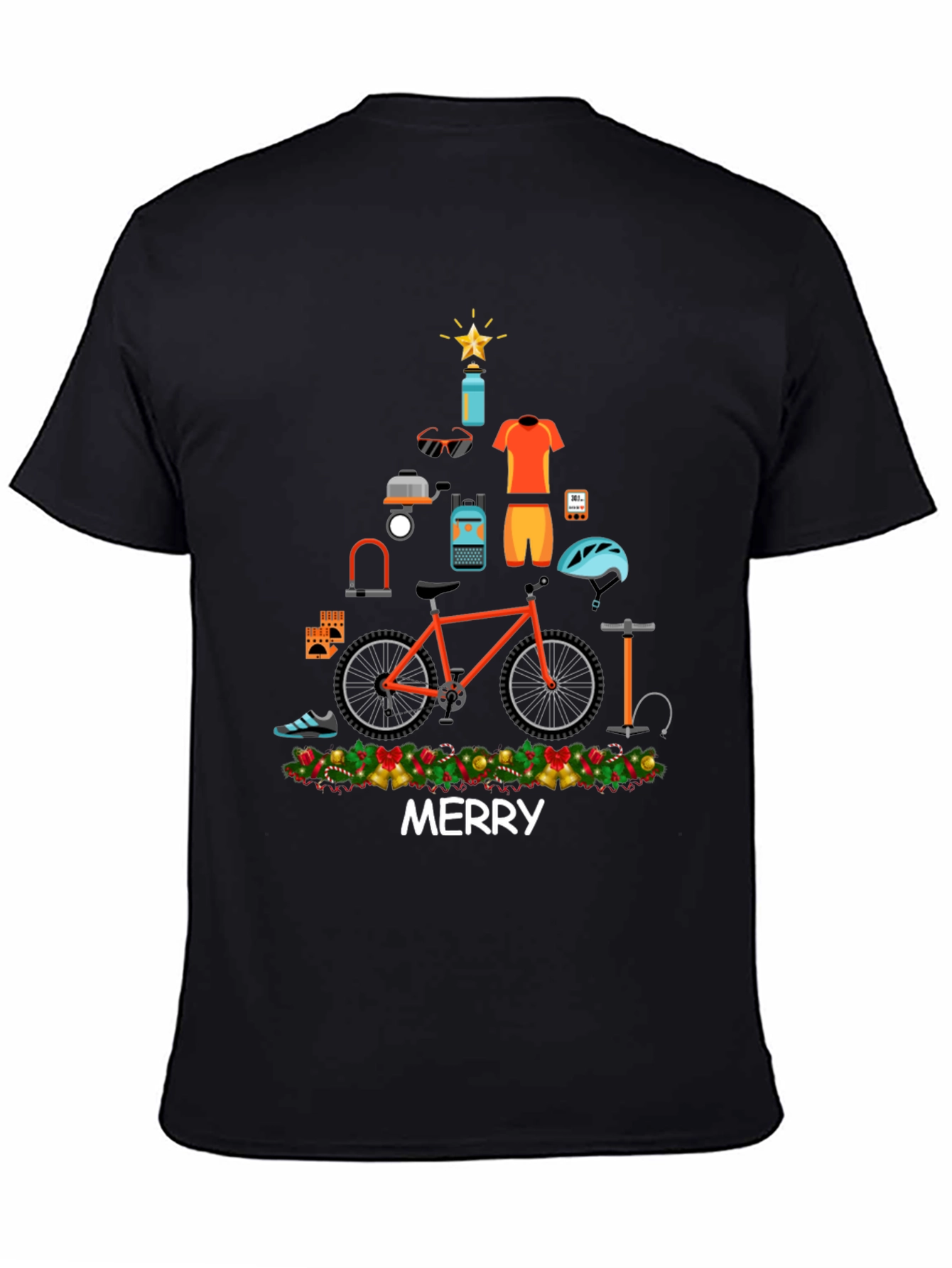 Merry Christmas Bike Tree Graphic Tee