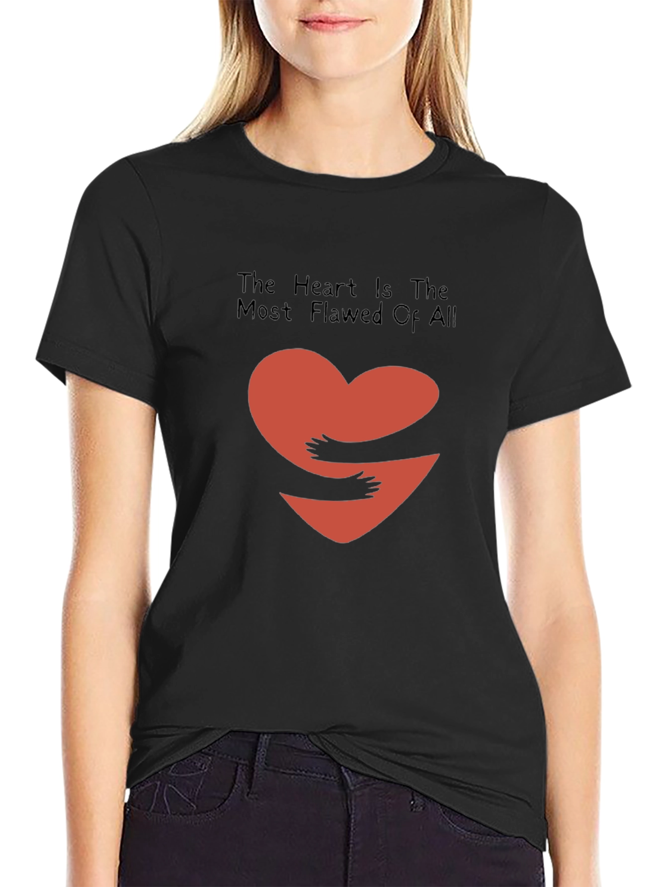 Heart Hug Graphic Tee - Black Casual Shirt