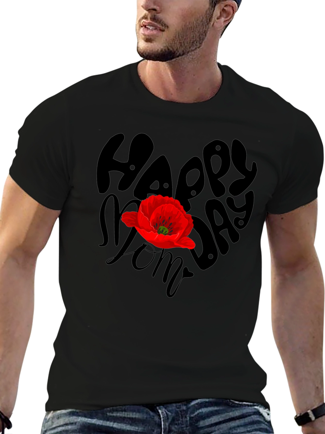 Happy Moms Day Graphic T-Shirt - Black