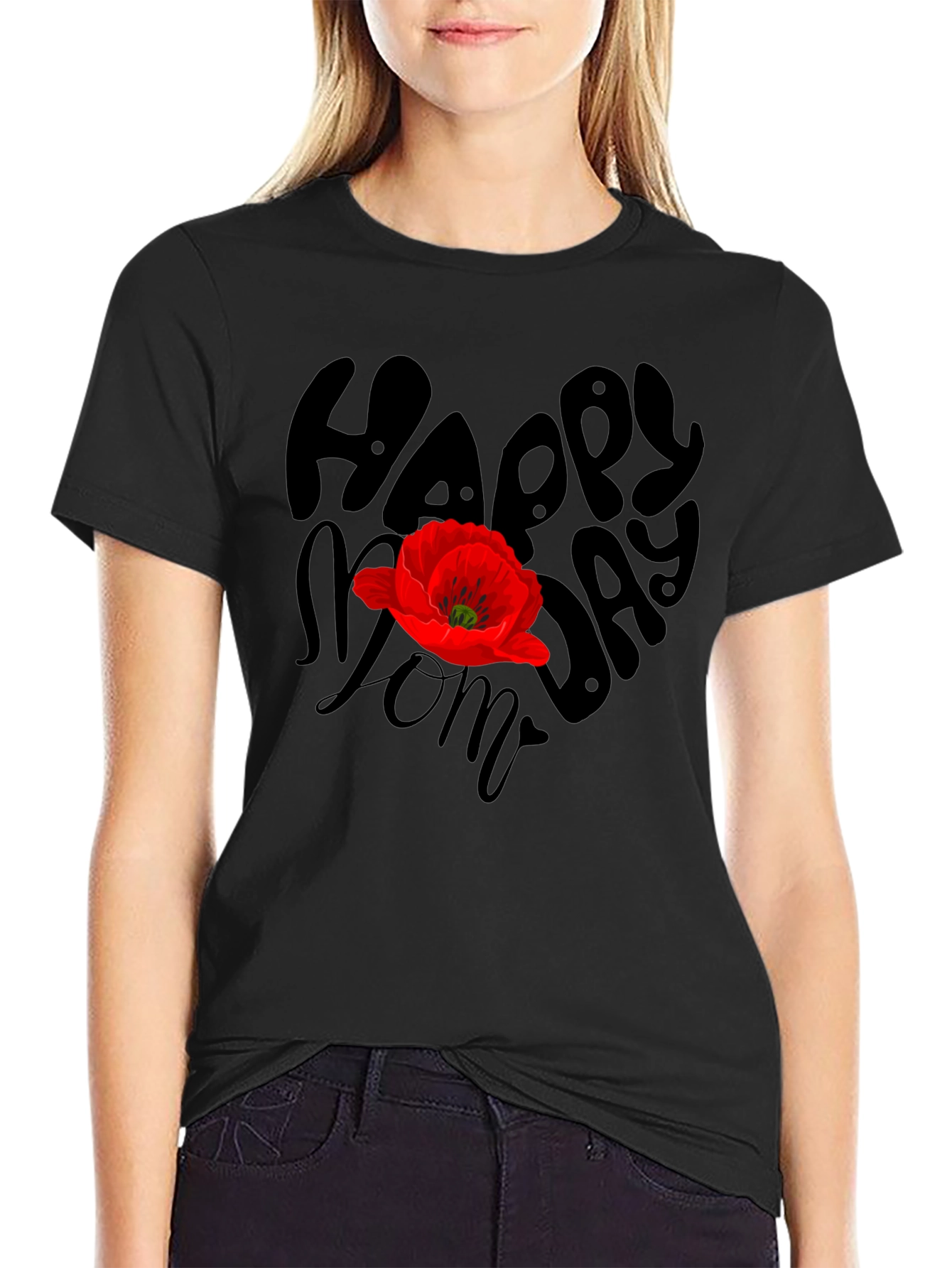 Happy Moms Day Graphic T-Shirt - Black