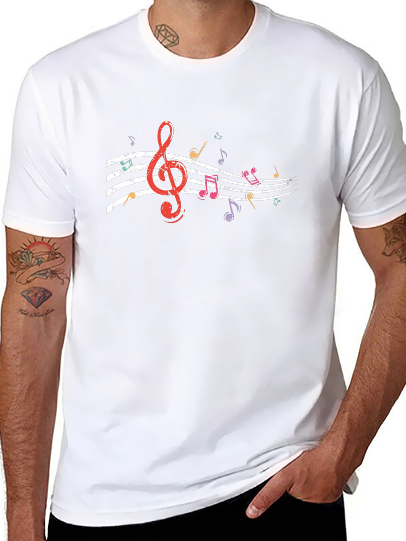 Musical Note Graphic Black T-Shirt