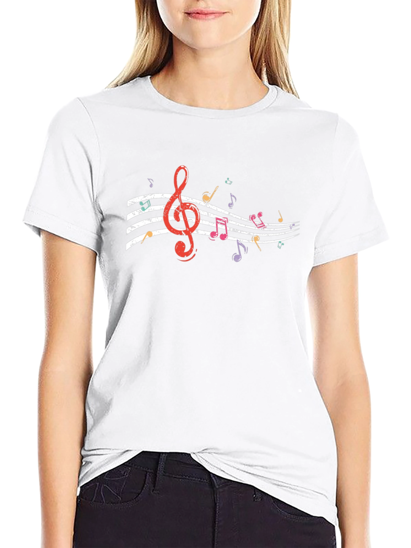 Musical Note Graphic Black T-Shirt