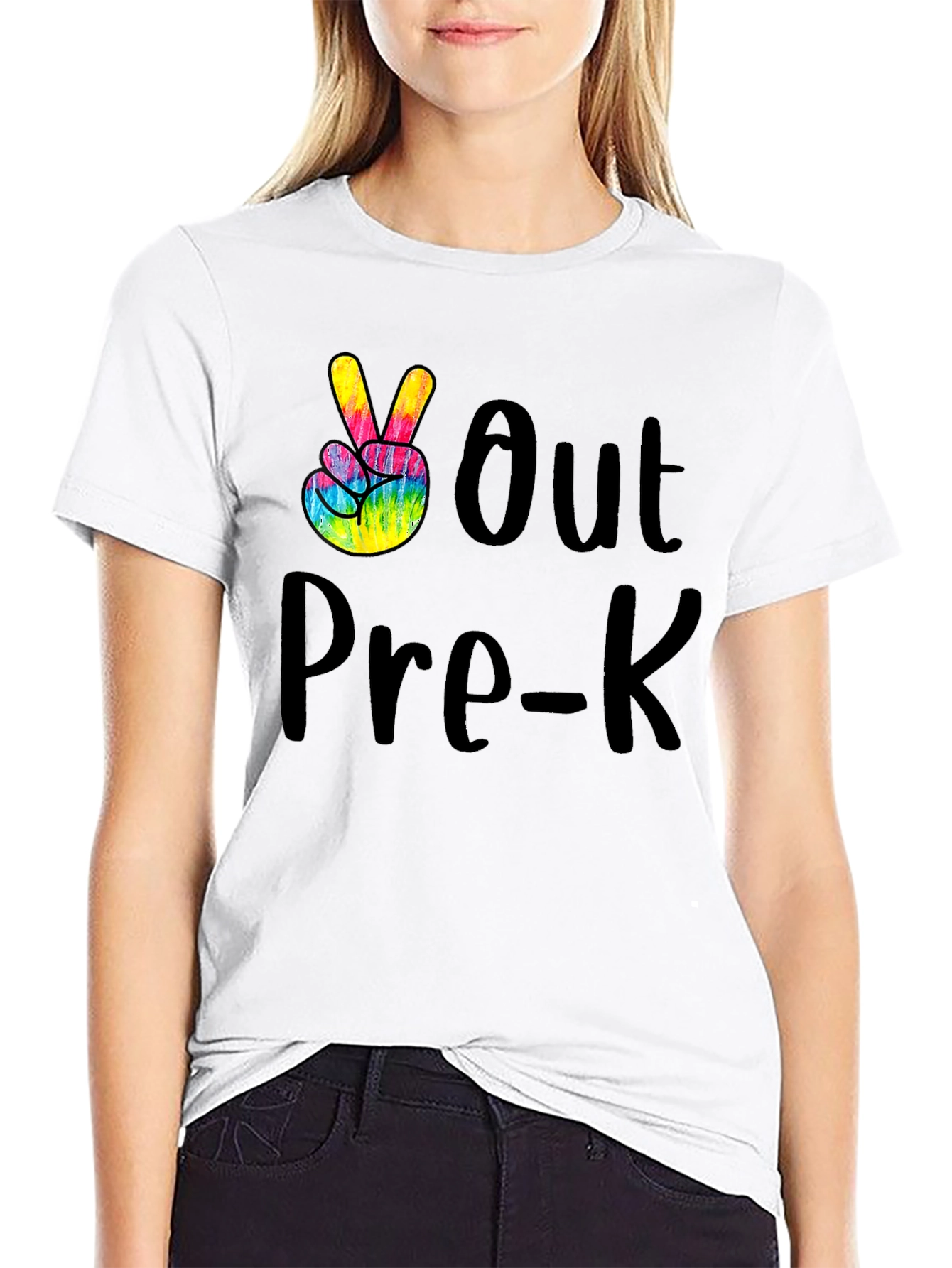 Peace Out Pre-K Black Graphic T-Shirt