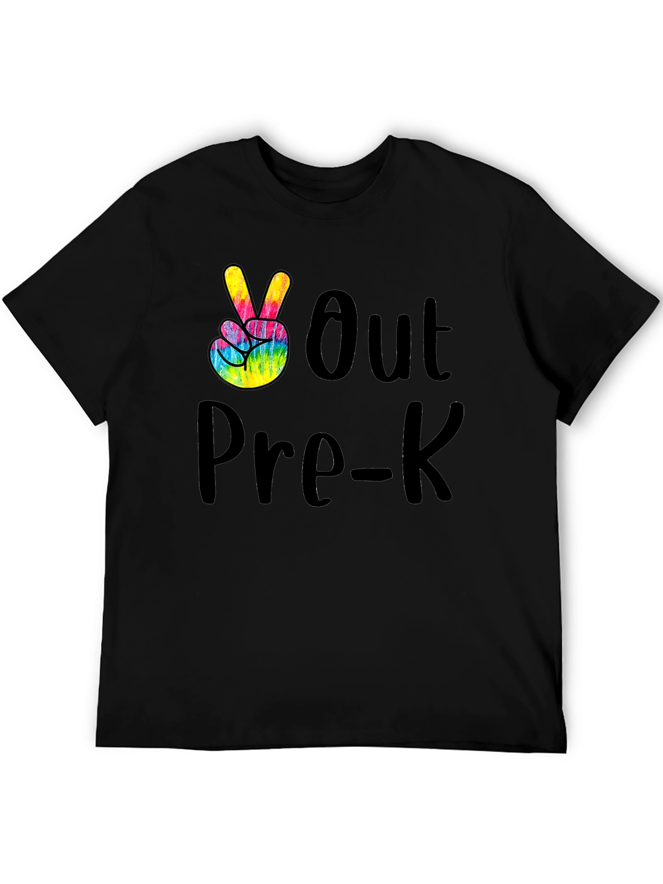 Peace Out Pre-K Black Graphic T-Shirt