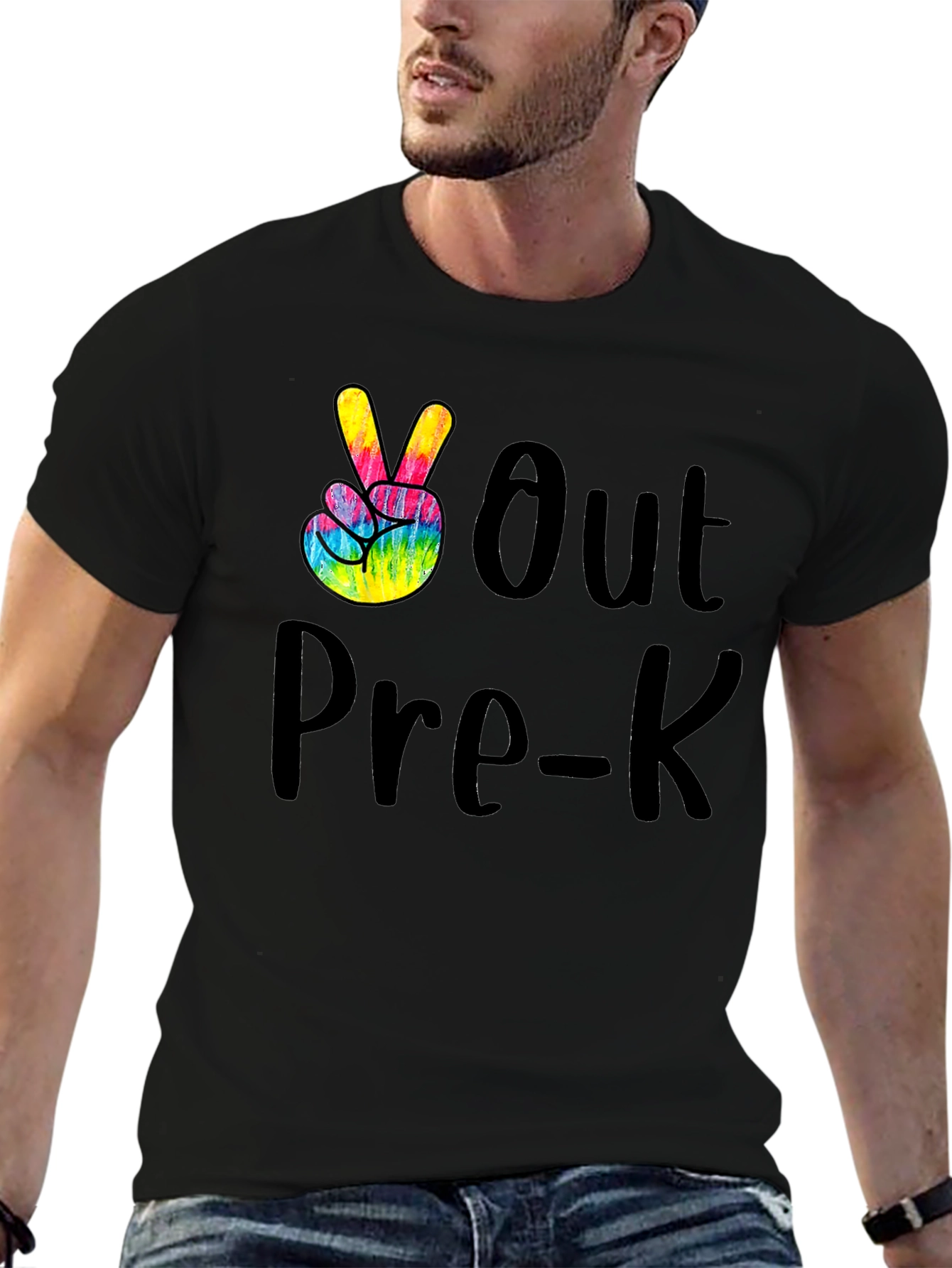 Peace Out Pre-K Black Graphic T-Shirt