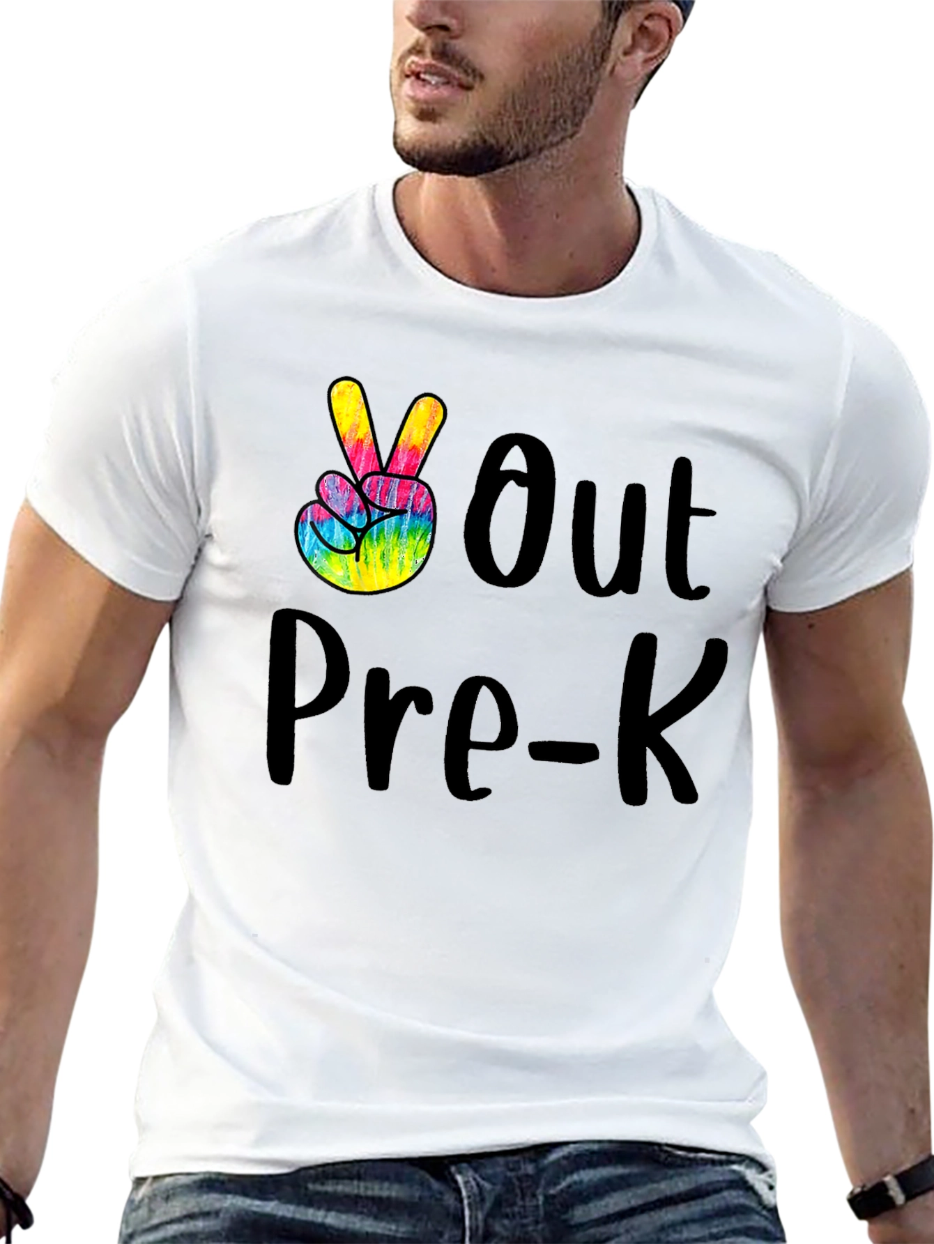 Peace Out Pre-K Black Graphic T-Shirt