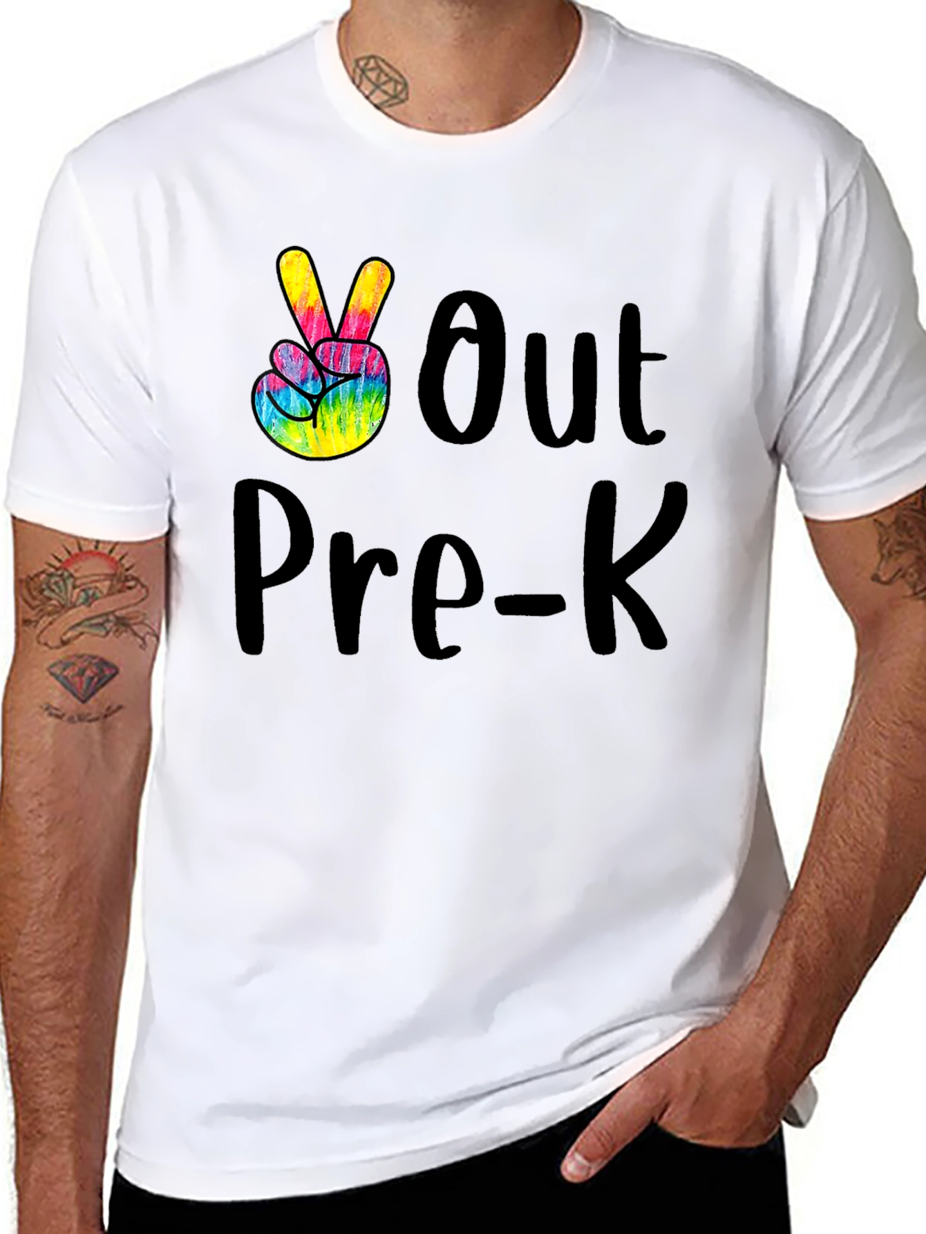 Peace Out Pre-K Black Graphic T-Shirt