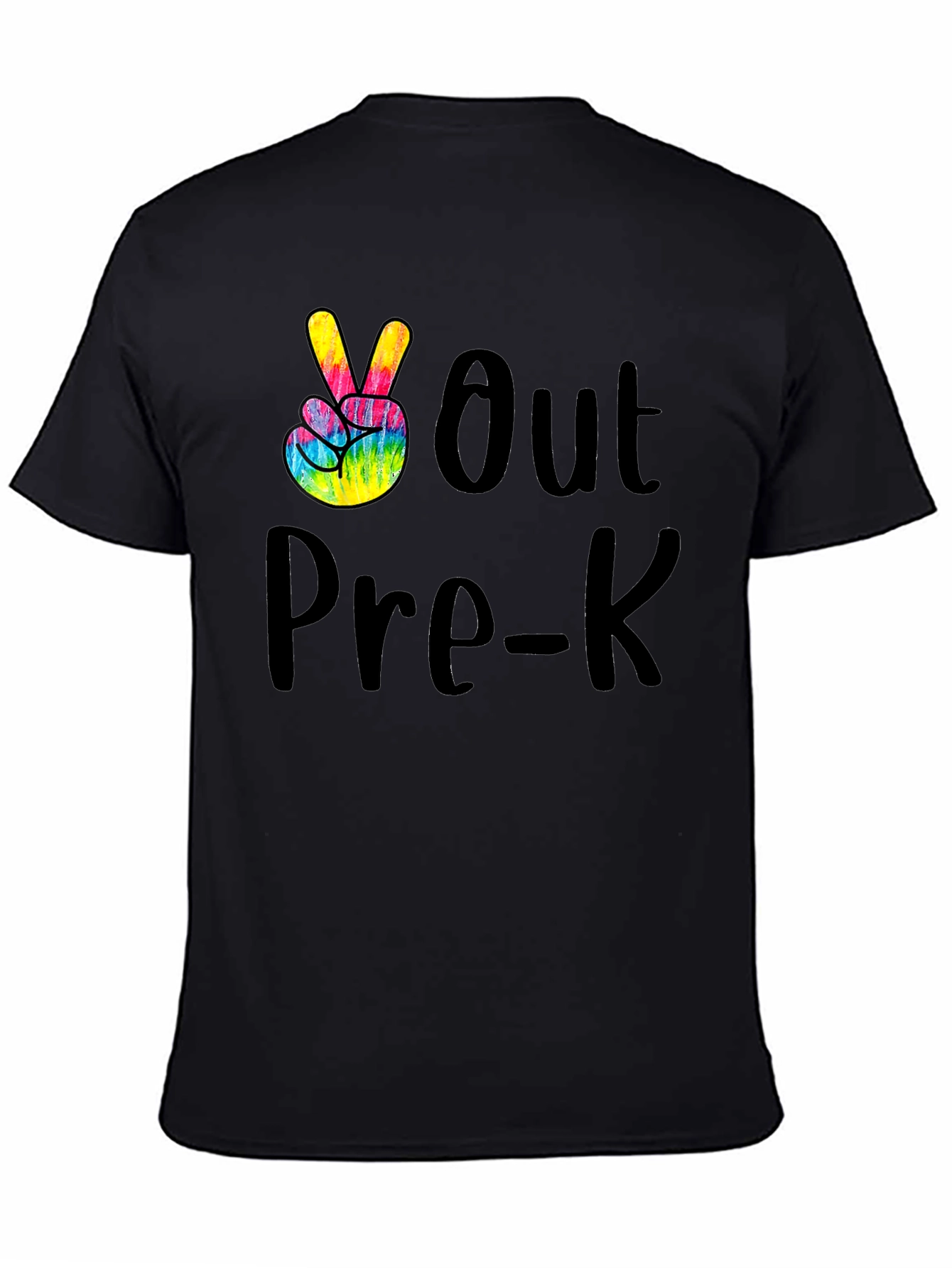 Peace Out Pre-K Black Graphic T-Shirt