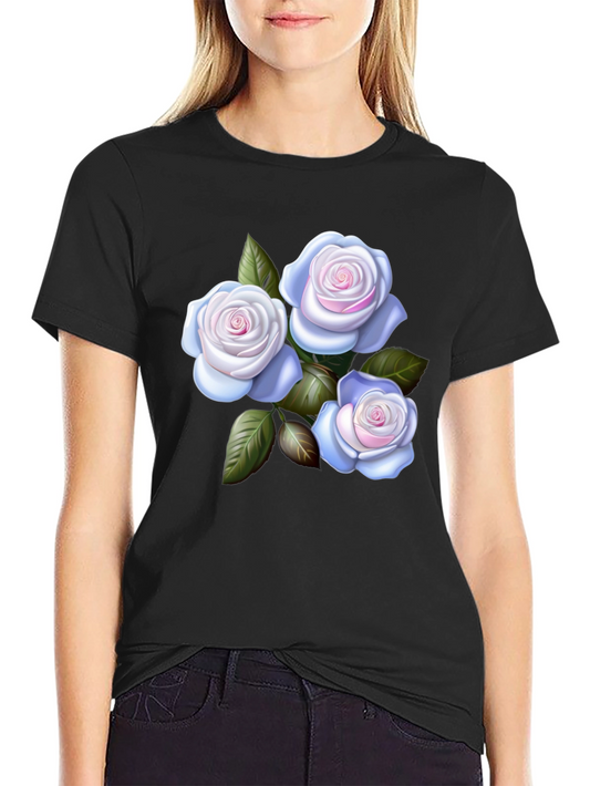 Floral Rose Graphic Tee - Stylish Cotton Blend Shirt