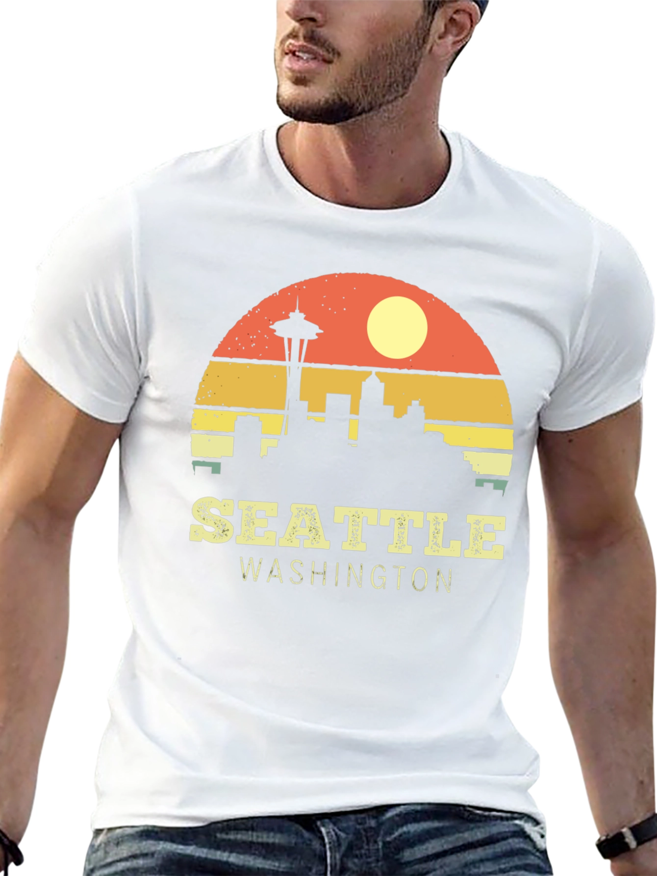 Seattle Washington Retro Skyline T-Shirt
