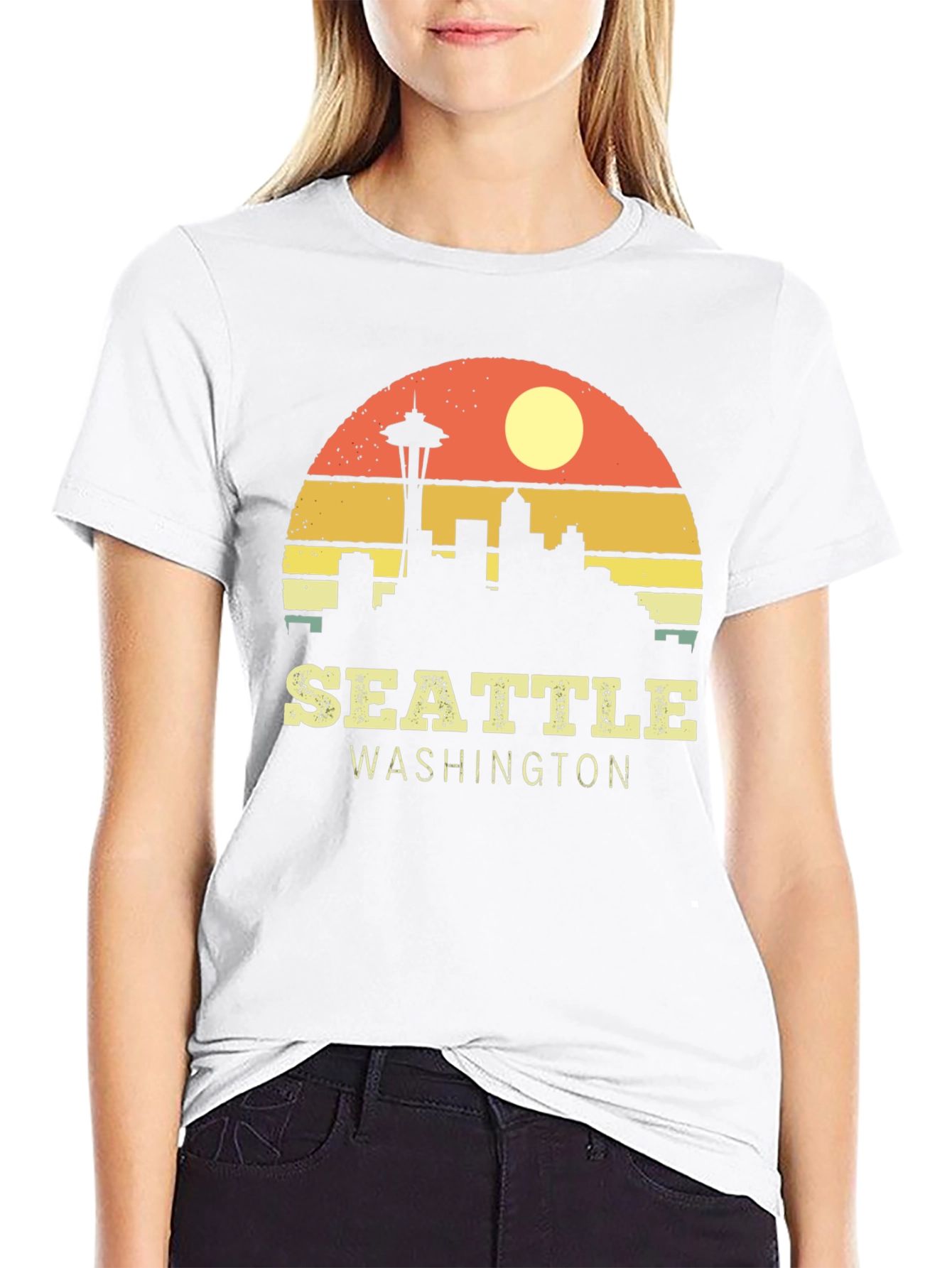 Seattle Washington Retro Skyline T-Shirt
