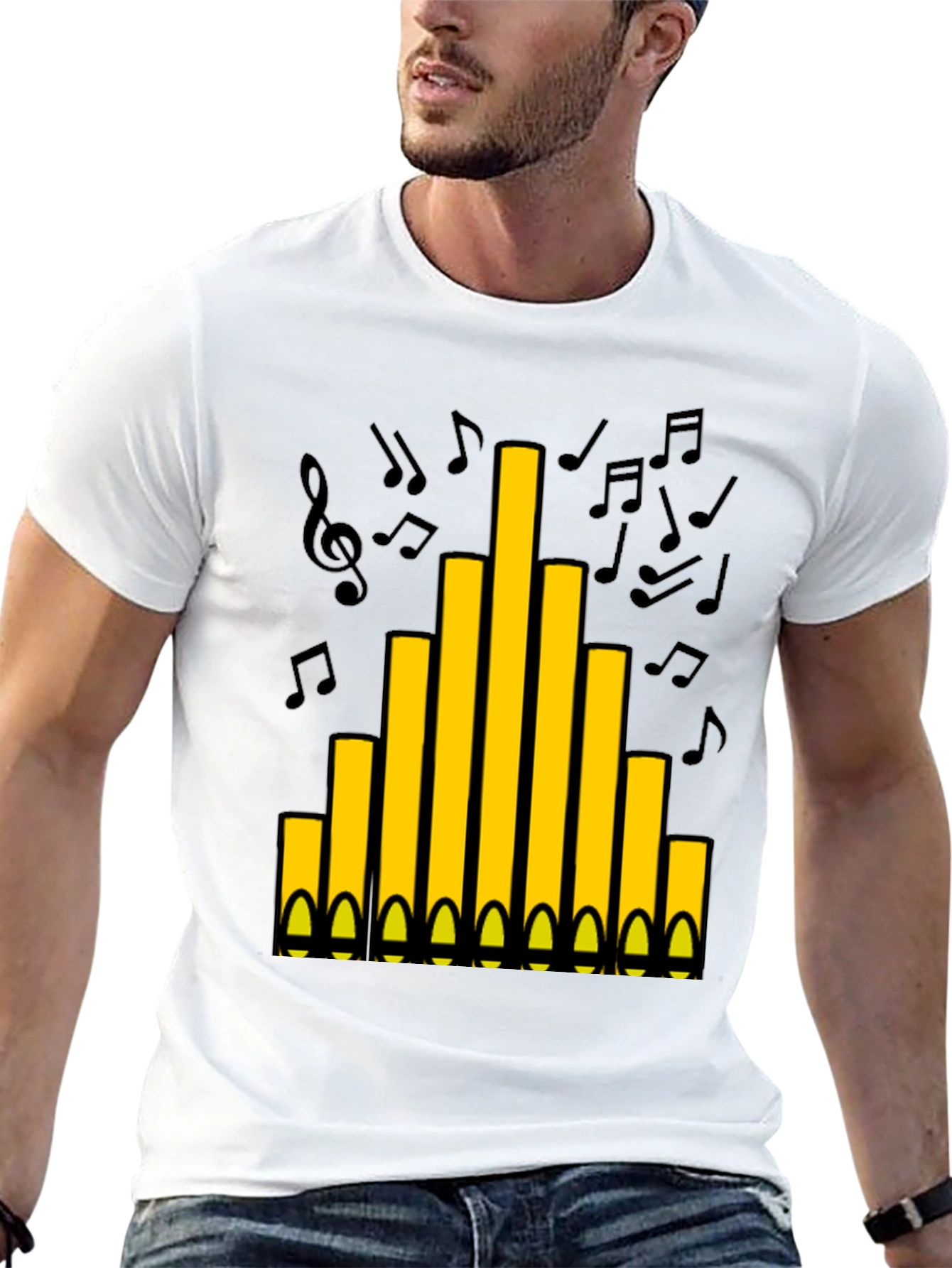 Organ Pipe Music Notes Graphic T-Shirt