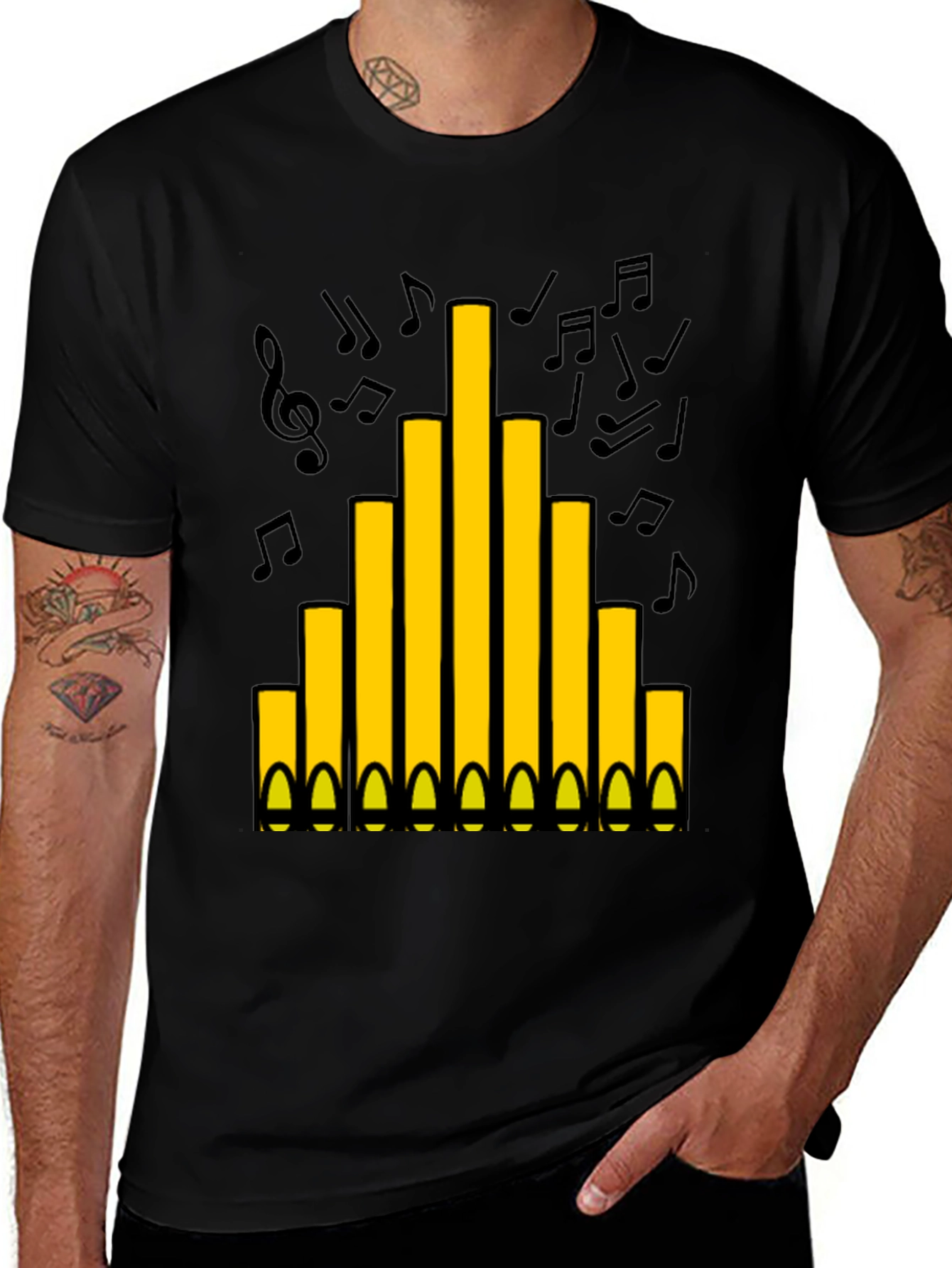 Organ Pipe Music Notes Graphic T-Shirt