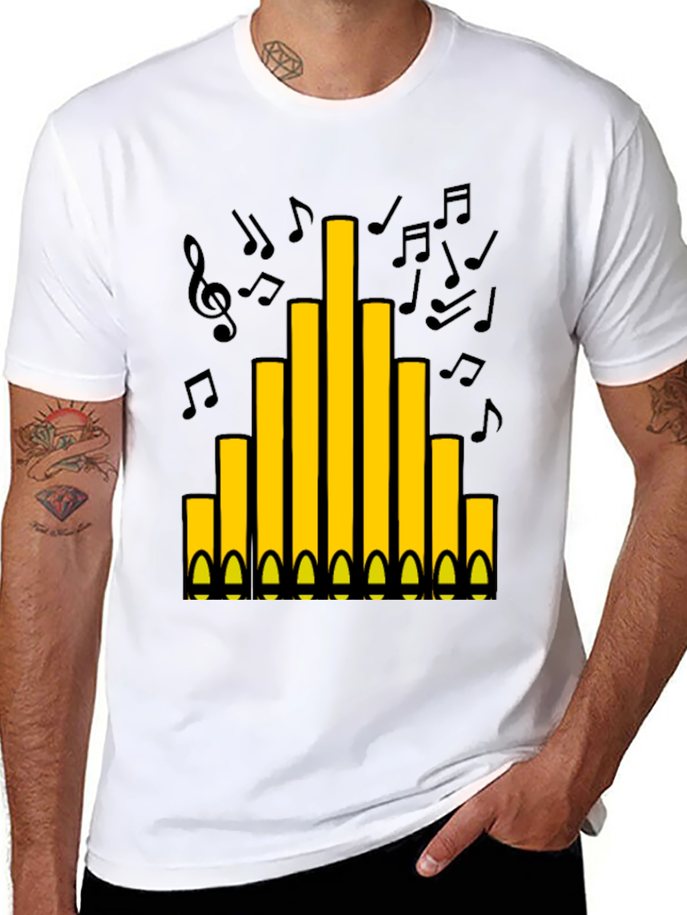 Organ Pipe Music Notes Graphic T-Shirt