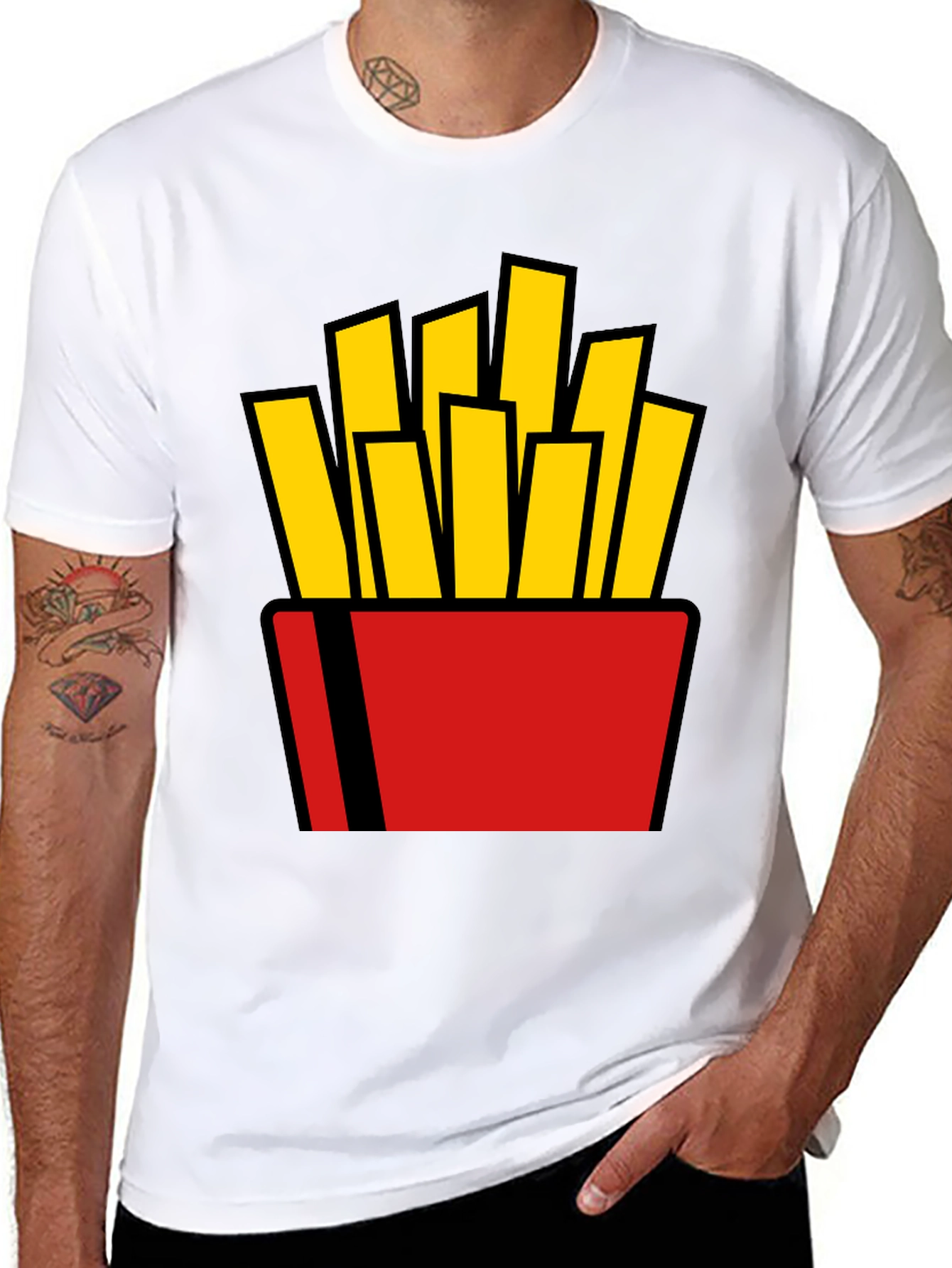 French Fries Graphic Tee - Black Cotton T-Shirt
