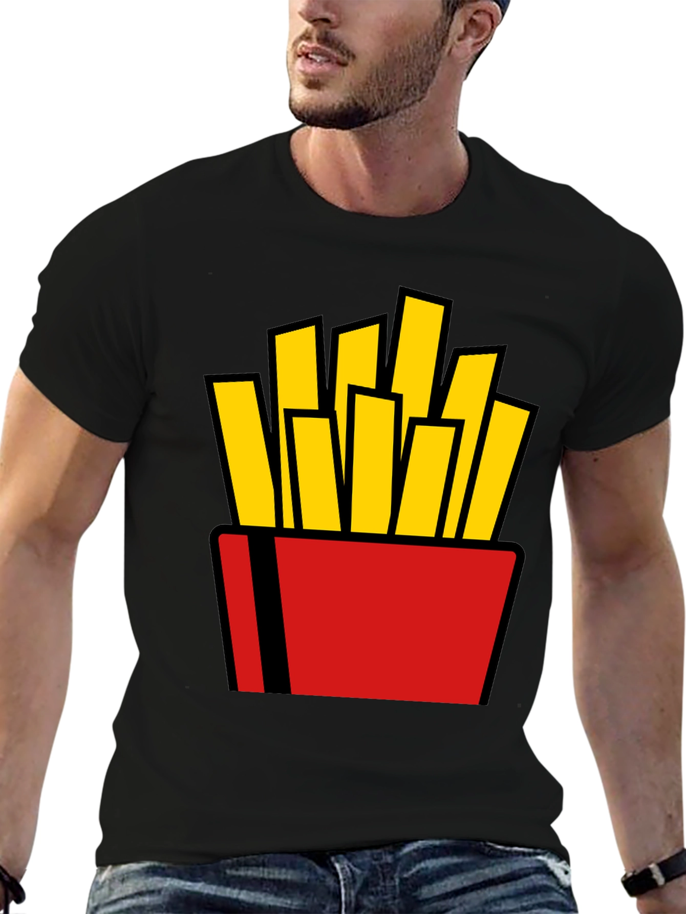 French Fries Graphic Tee - Black Cotton T-Shirt