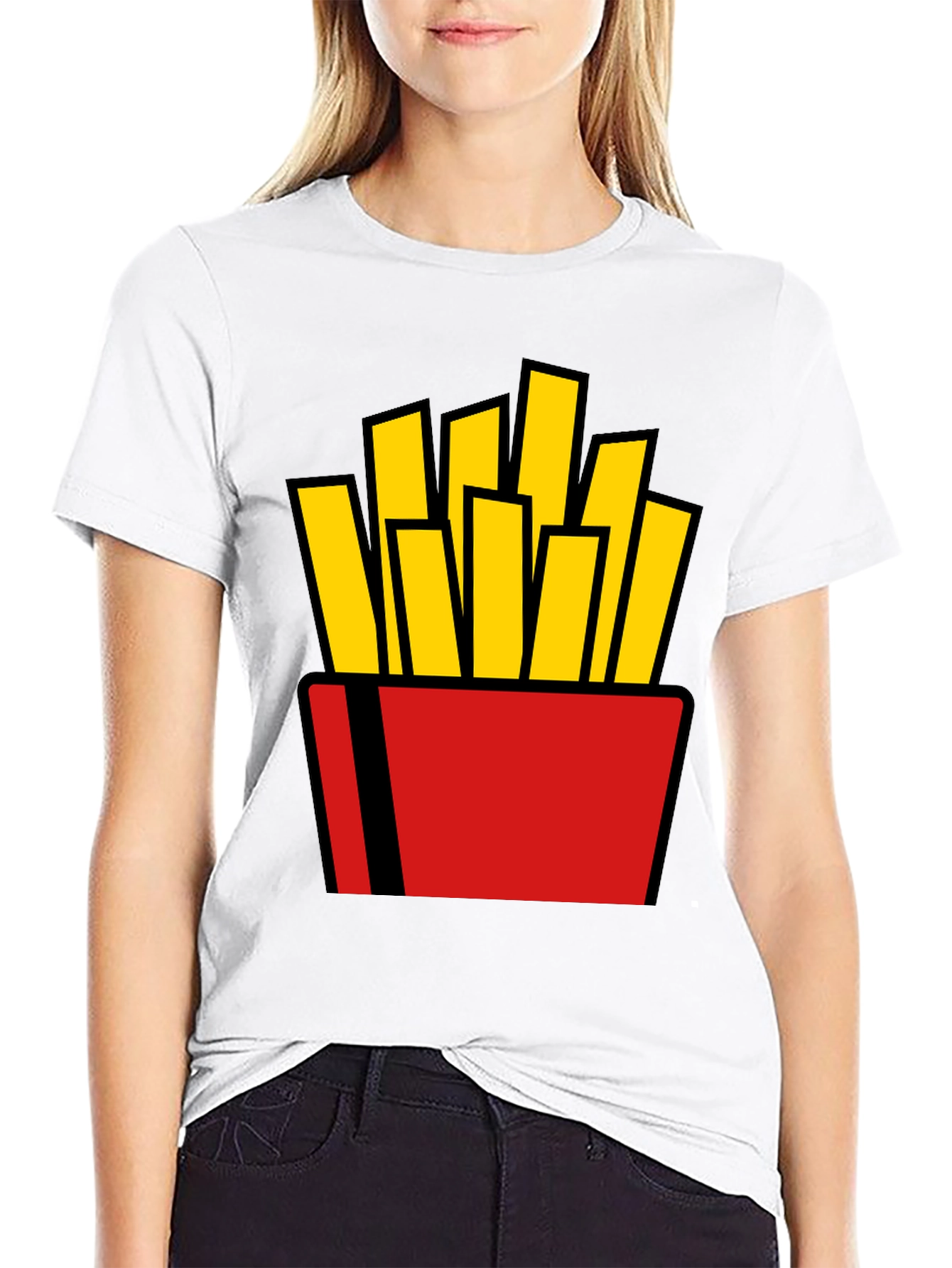 French Fries Graphic Tee - Black Cotton T-Shirt
