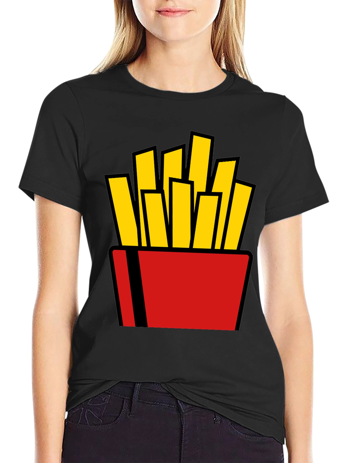 French Fries Graphic Tee - Black Cotton T-Shirt