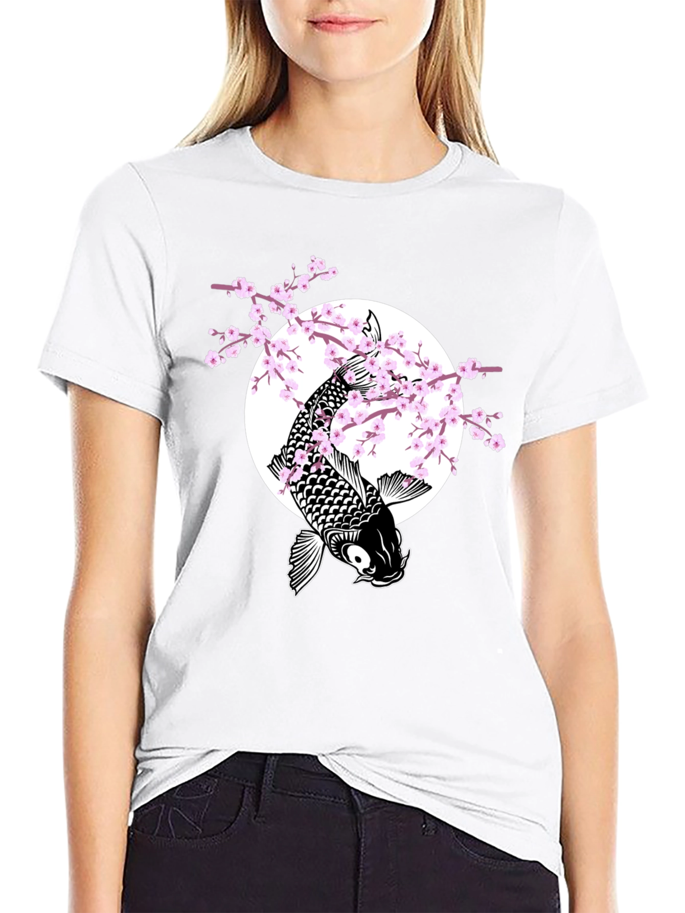 Koi Fish & Cherry Blossom Graphic Tee