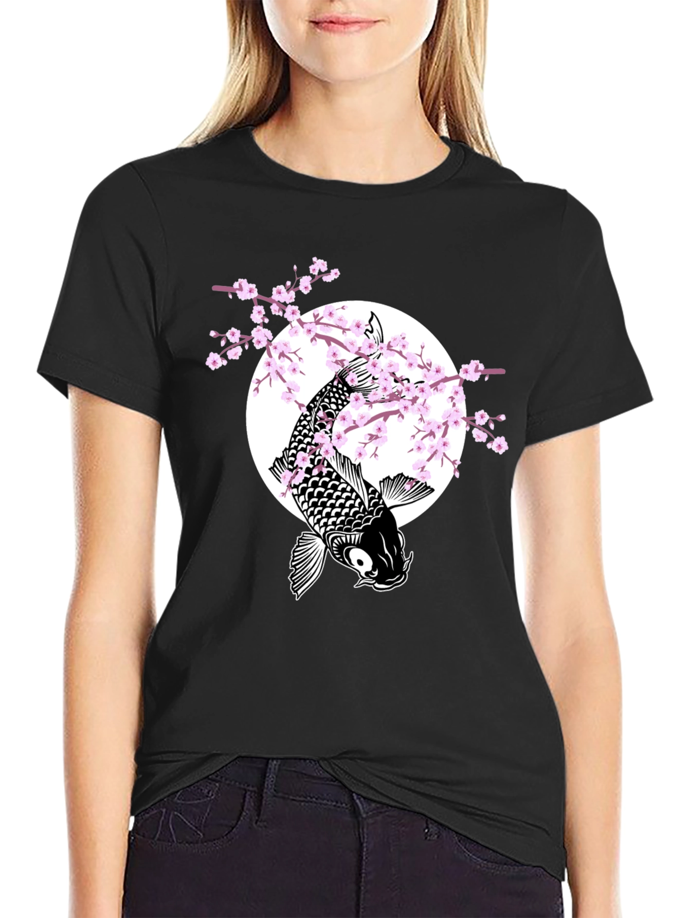 Koi Fish & Cherry Blossom Graphic Tee