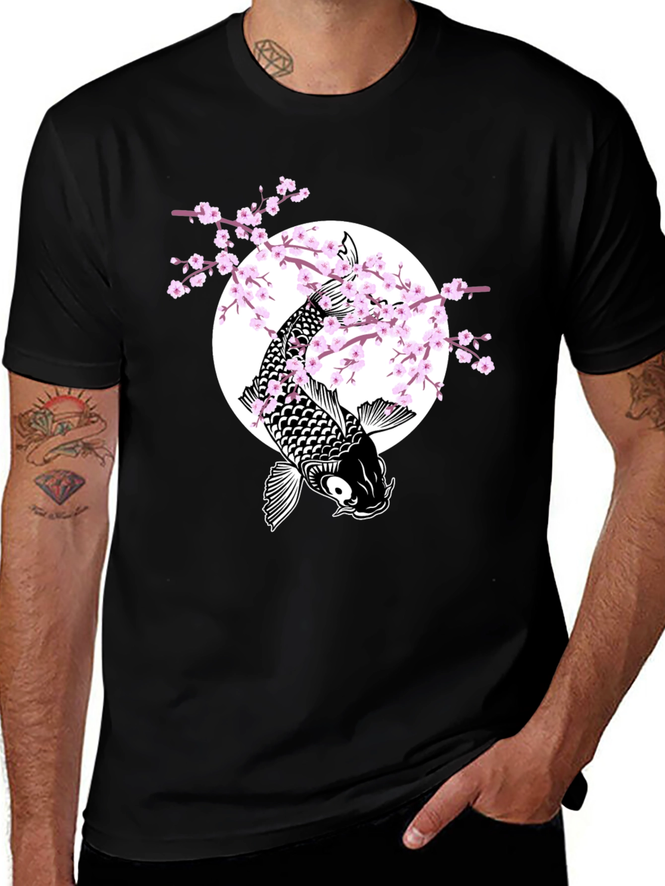 Koi Fish & Cherry Blossom Graphic Tee