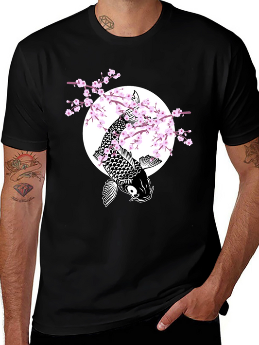 Koi Fish & Cherry Blossom Graphic Tee