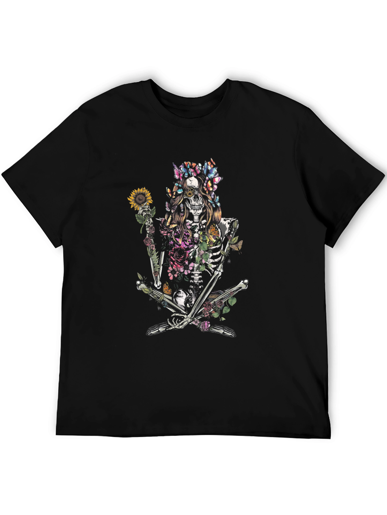 Floral Skeleton T-Shirt - Unique Graphic Tee