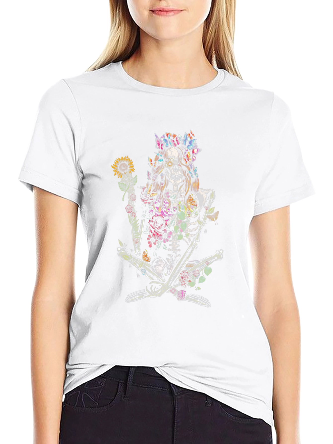 Floral Skeleton T-Shirt - Unique Graphic Tee