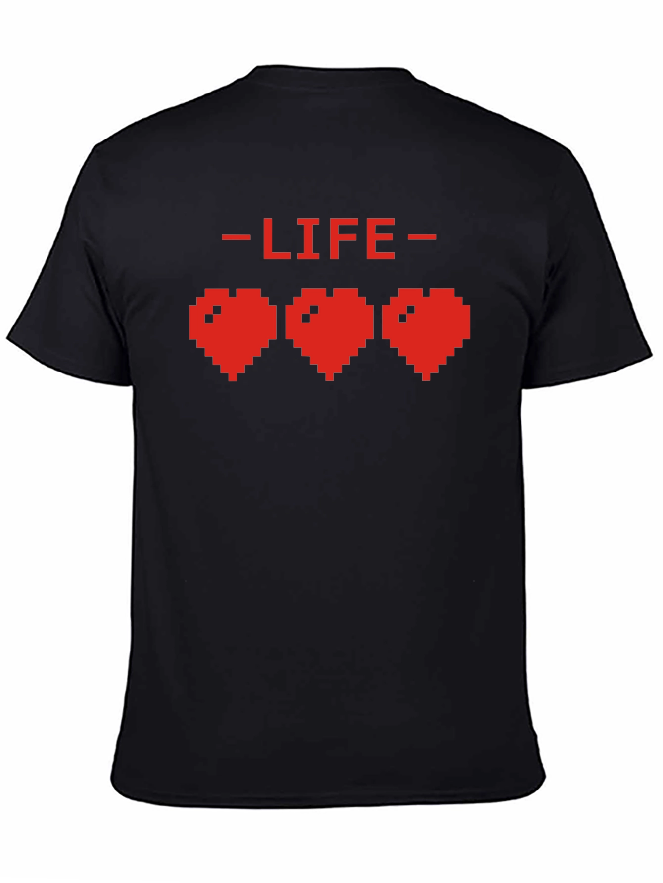 Pixel Heart Life Gamer T-Shirt - Black